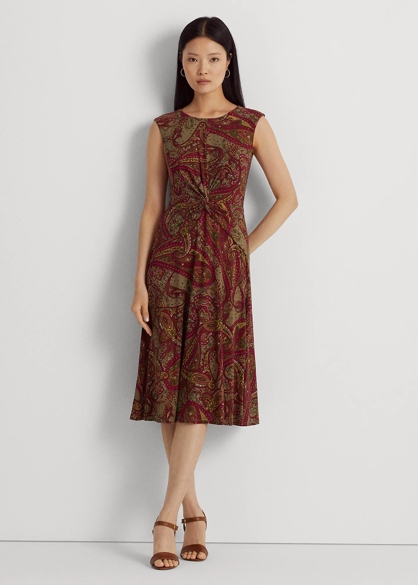 Paisley Twist-Front Jersey Dress
