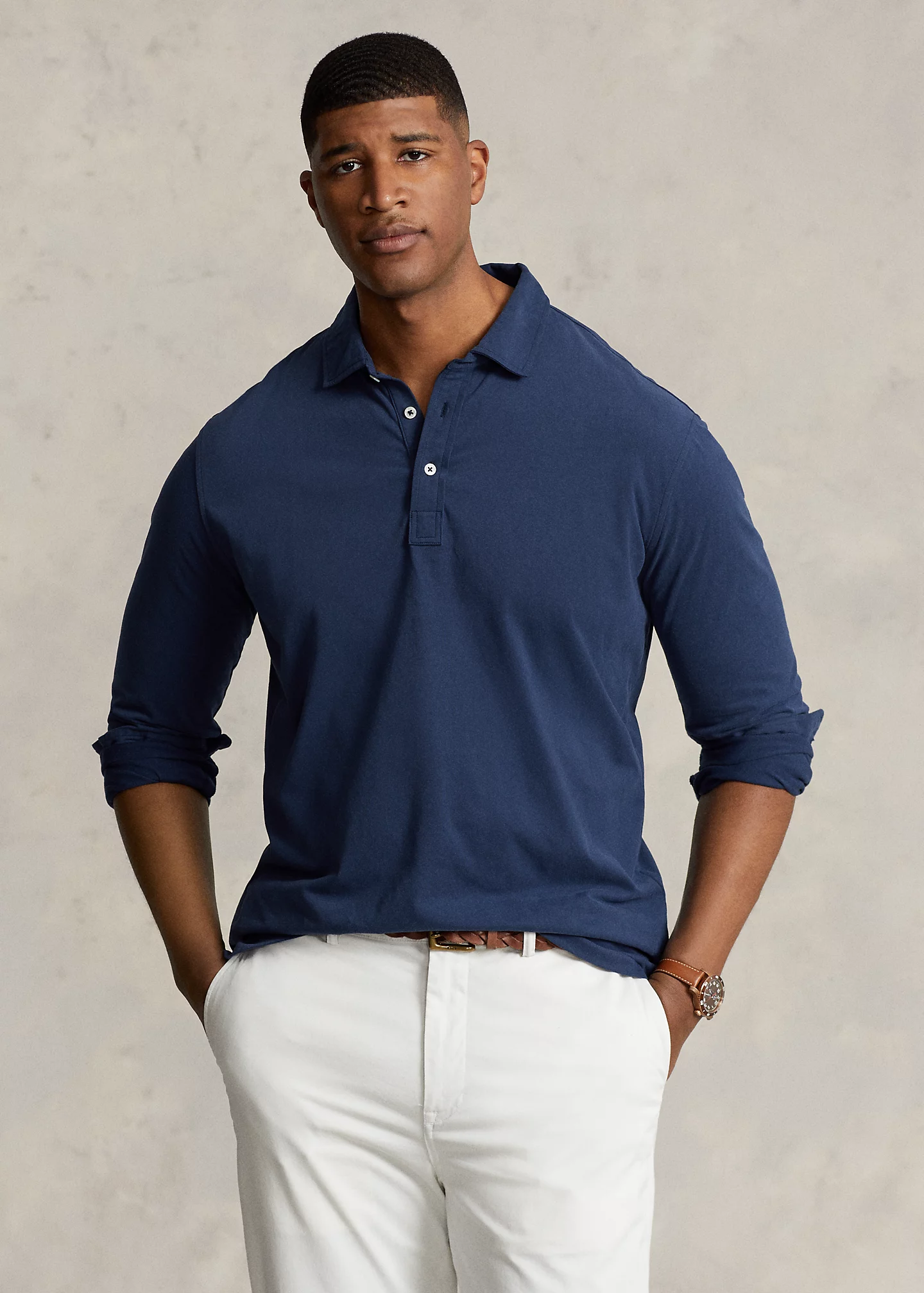 Jersey Long-Sleeve Polo Shirt