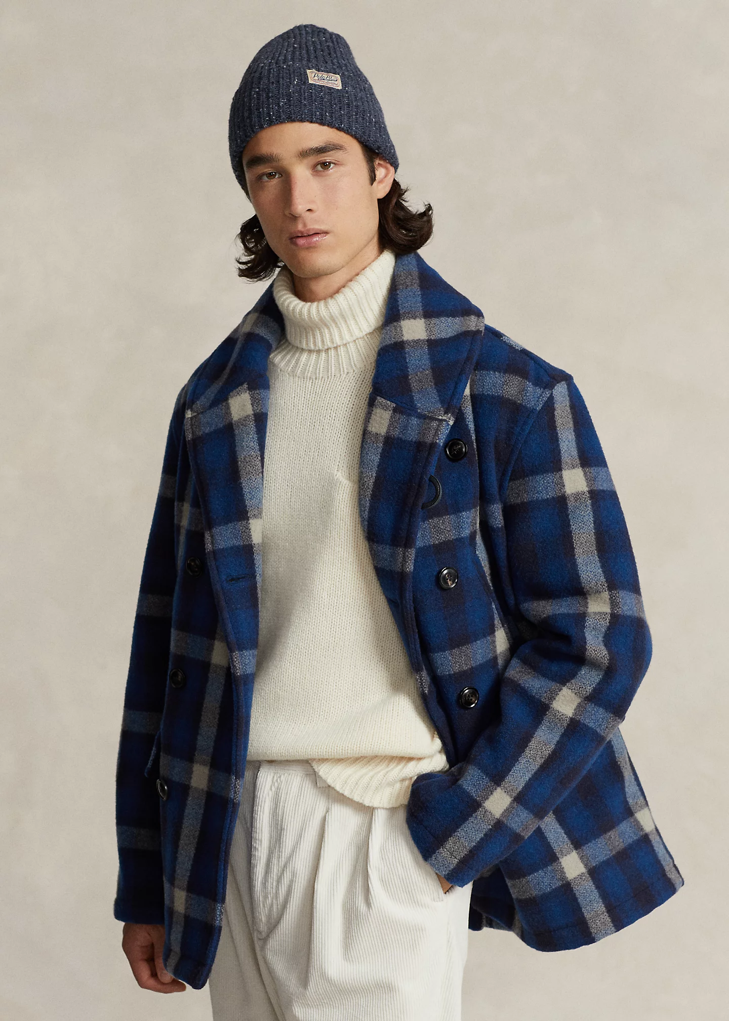 Plaid Wool-Blend Ranch Coat