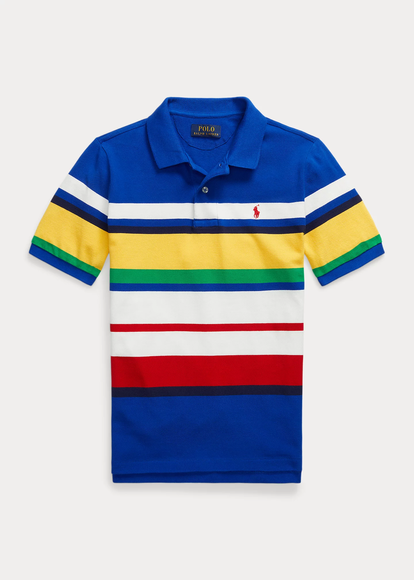 Striped Cotton Mesh Polo Shirt