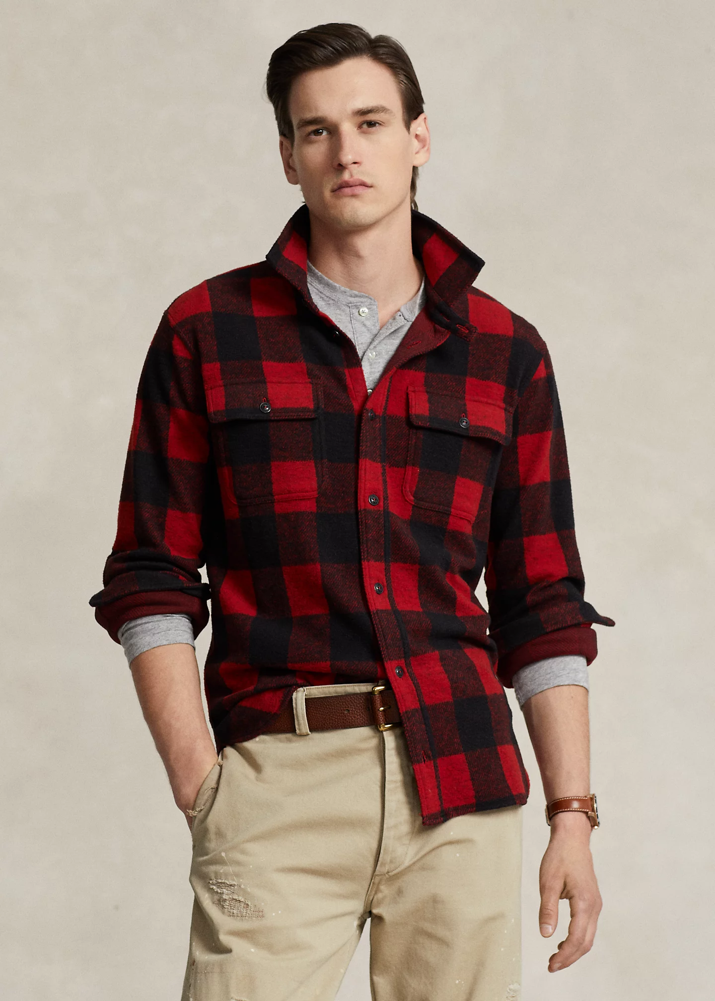 Classic Fit Plaid Knit Flannel Workshirt