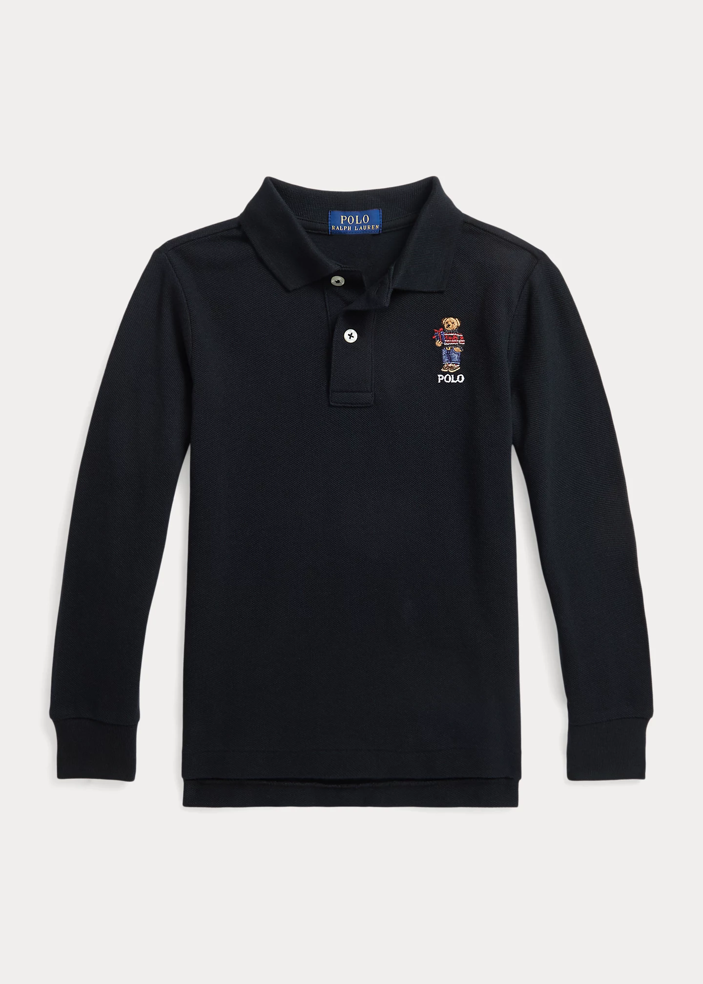 Polo Bear Cotton Long-Sleeve Polo Shirt