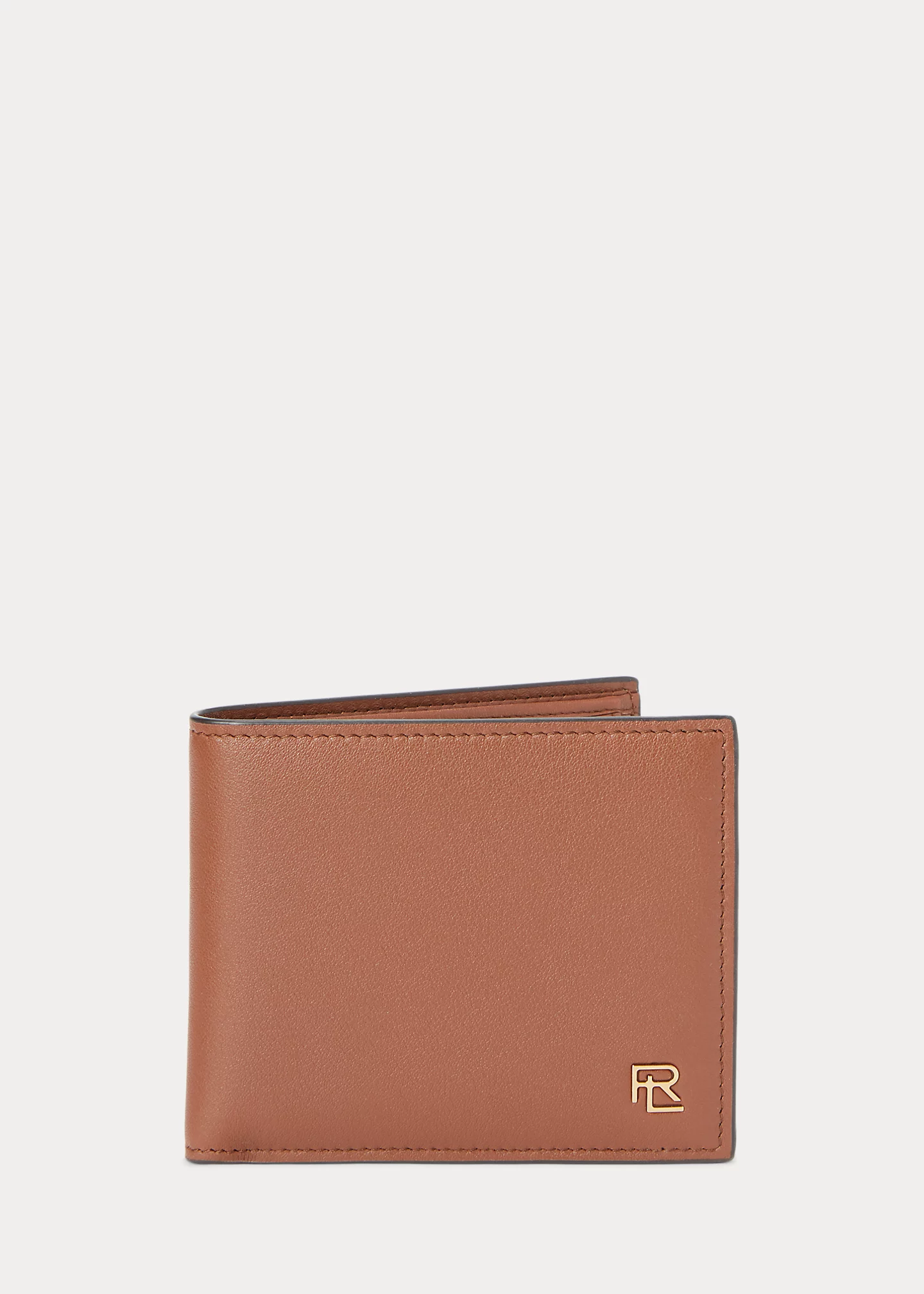 Metal-Plaque Calfskin Wallet