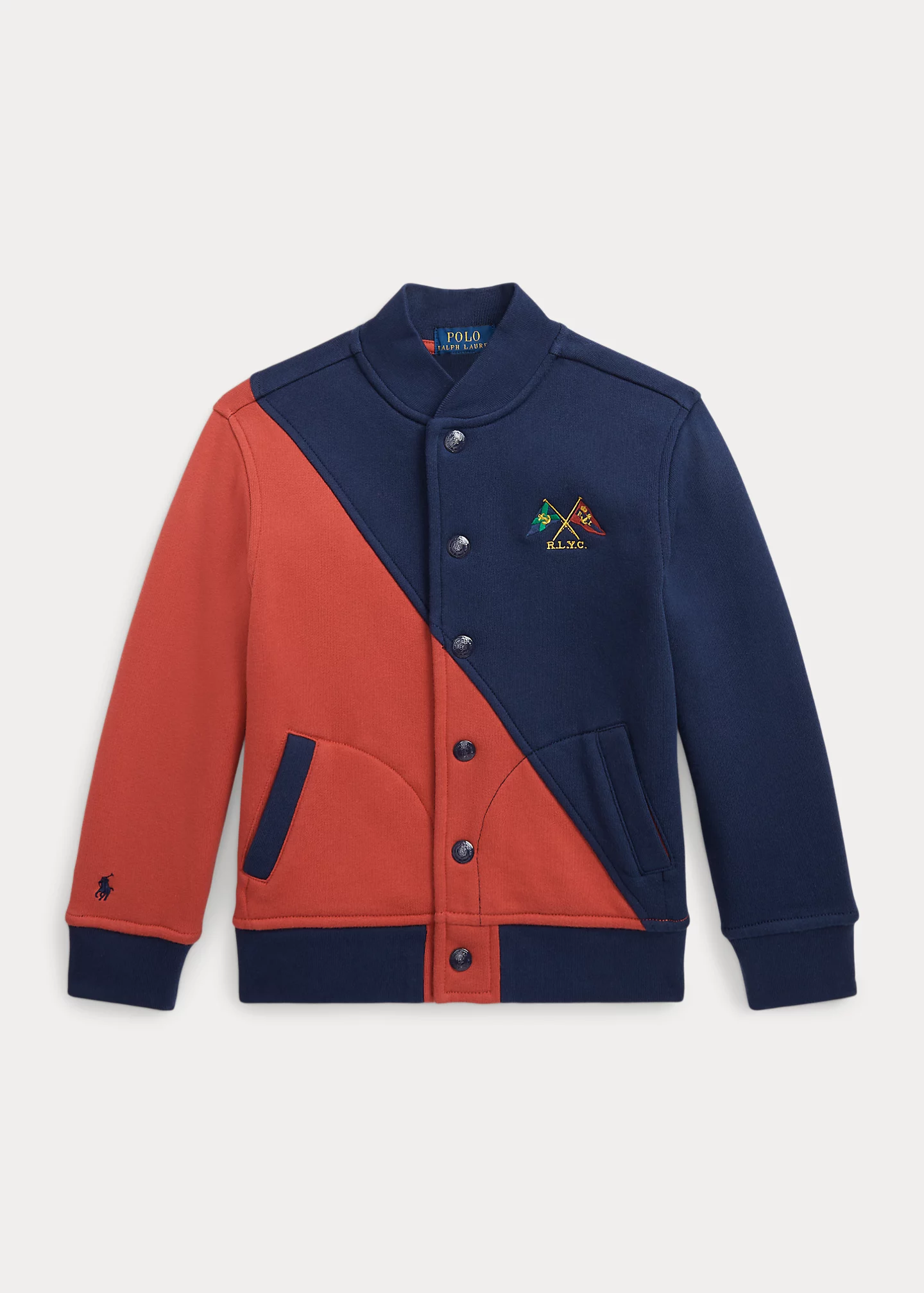 Nautical-Flag Fleece Baseball Jacket