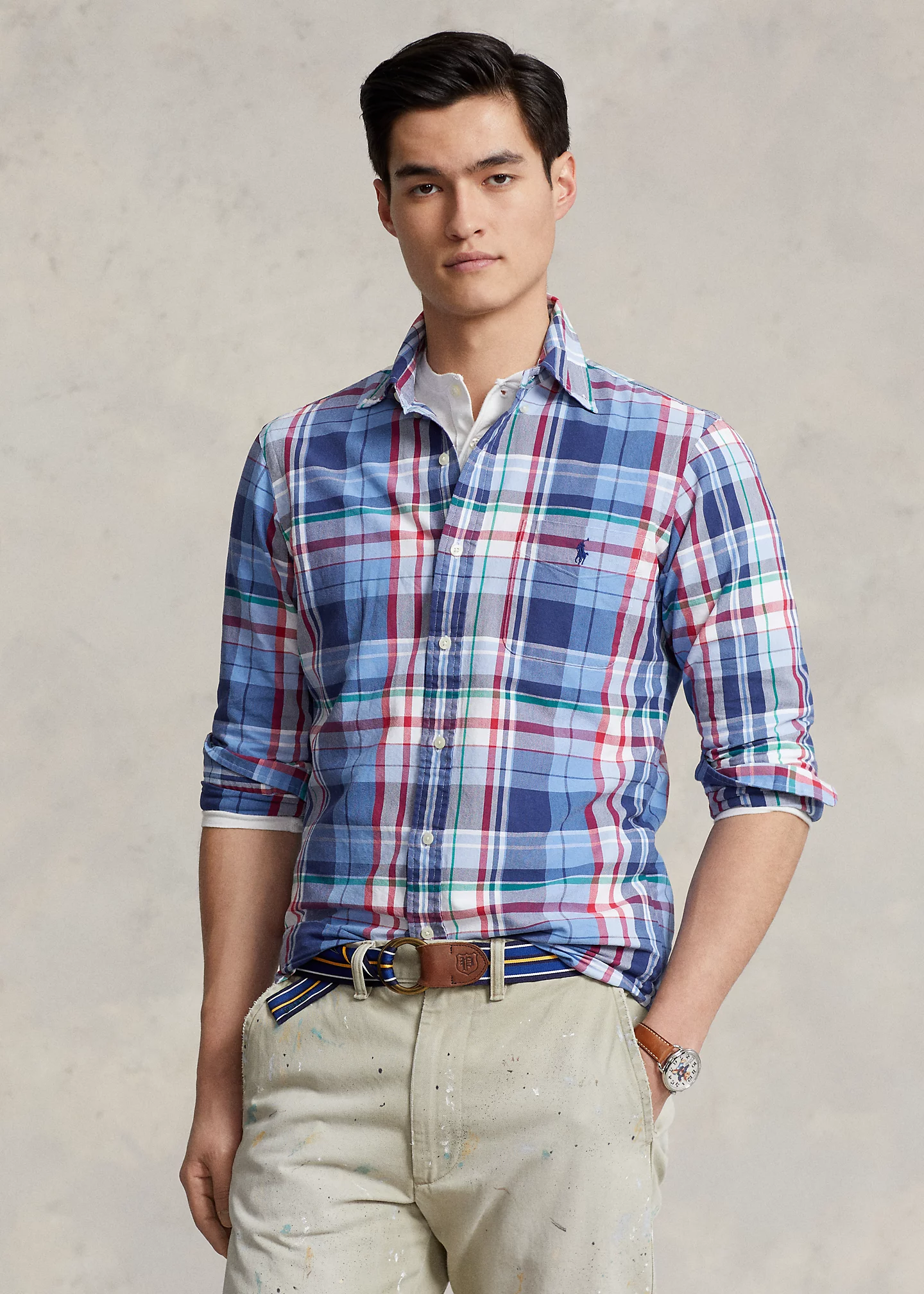 Classic Fit Plaid Oxford Shirt
