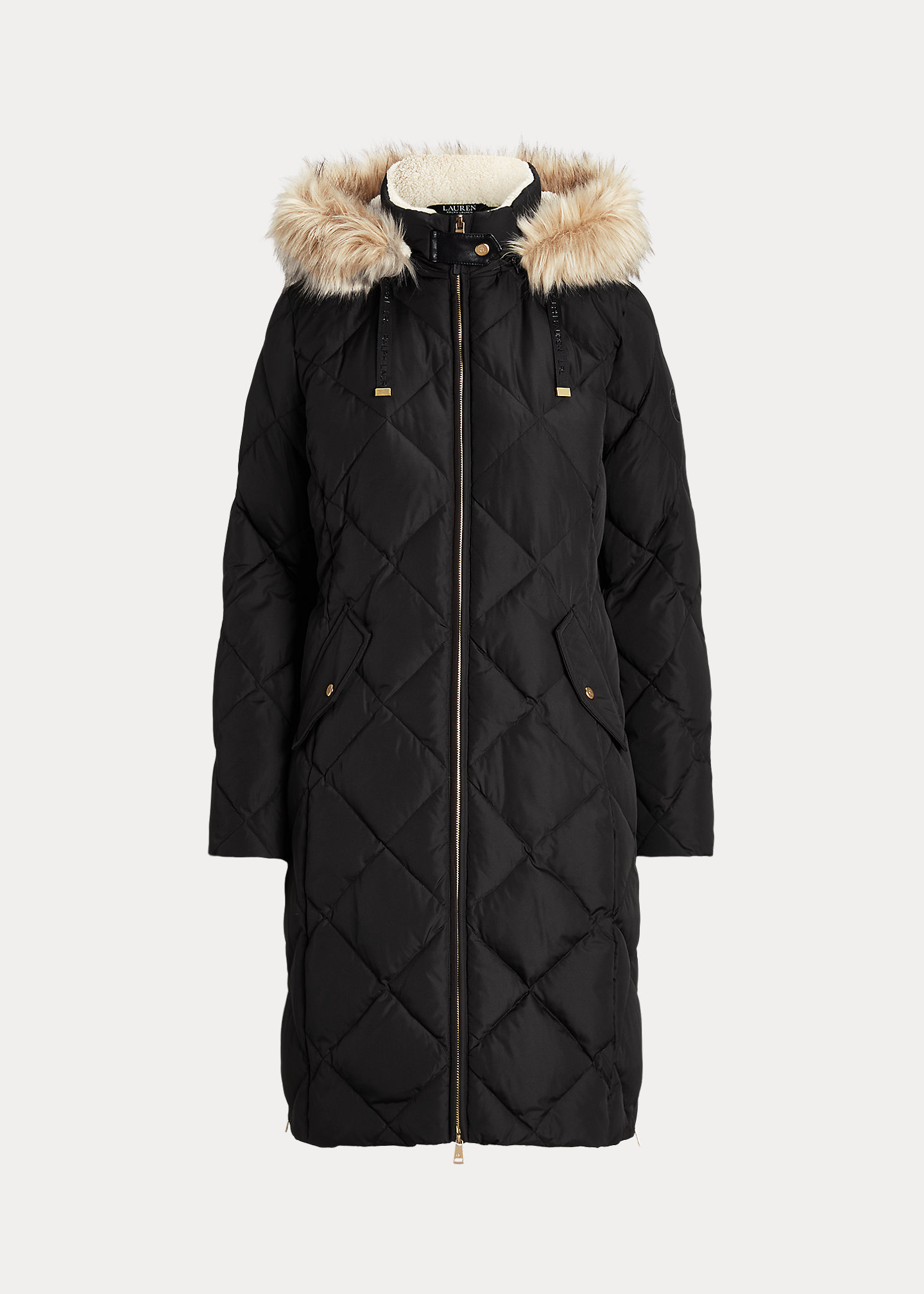 Faux-Fur-Trim Hooded Down Coat