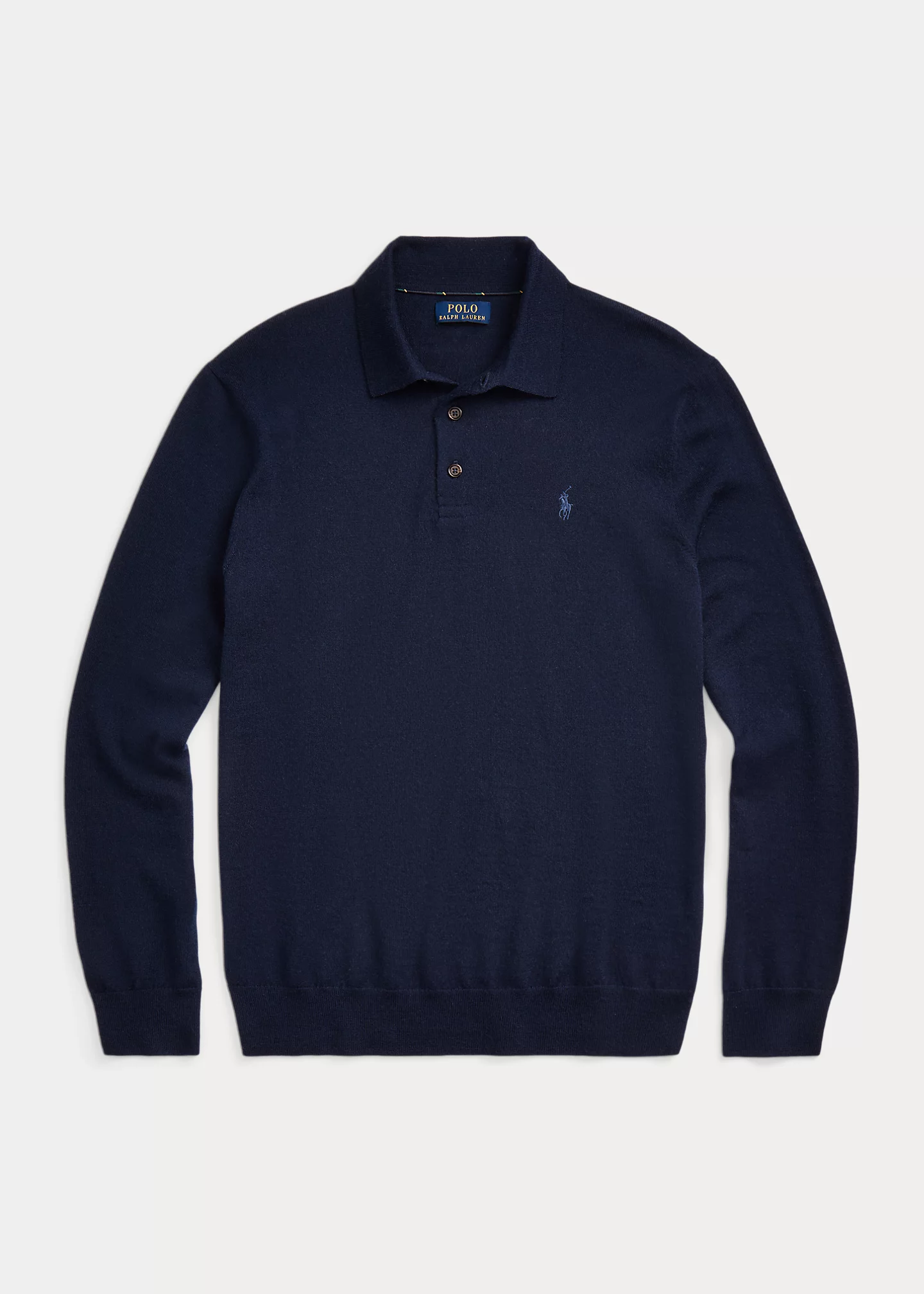 Washable Wool Polo-Collar Sweater