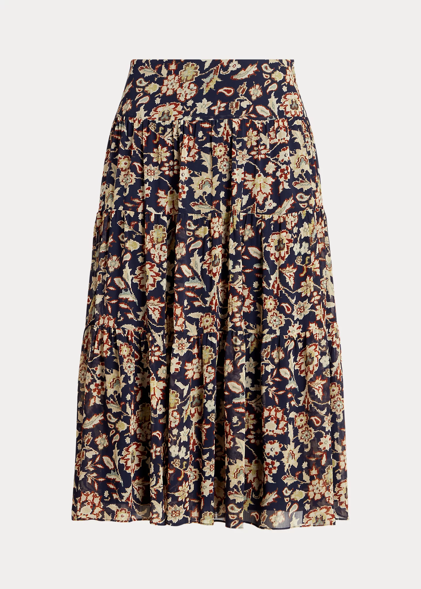 Floral Crinkle Georgette Tiered Skirt