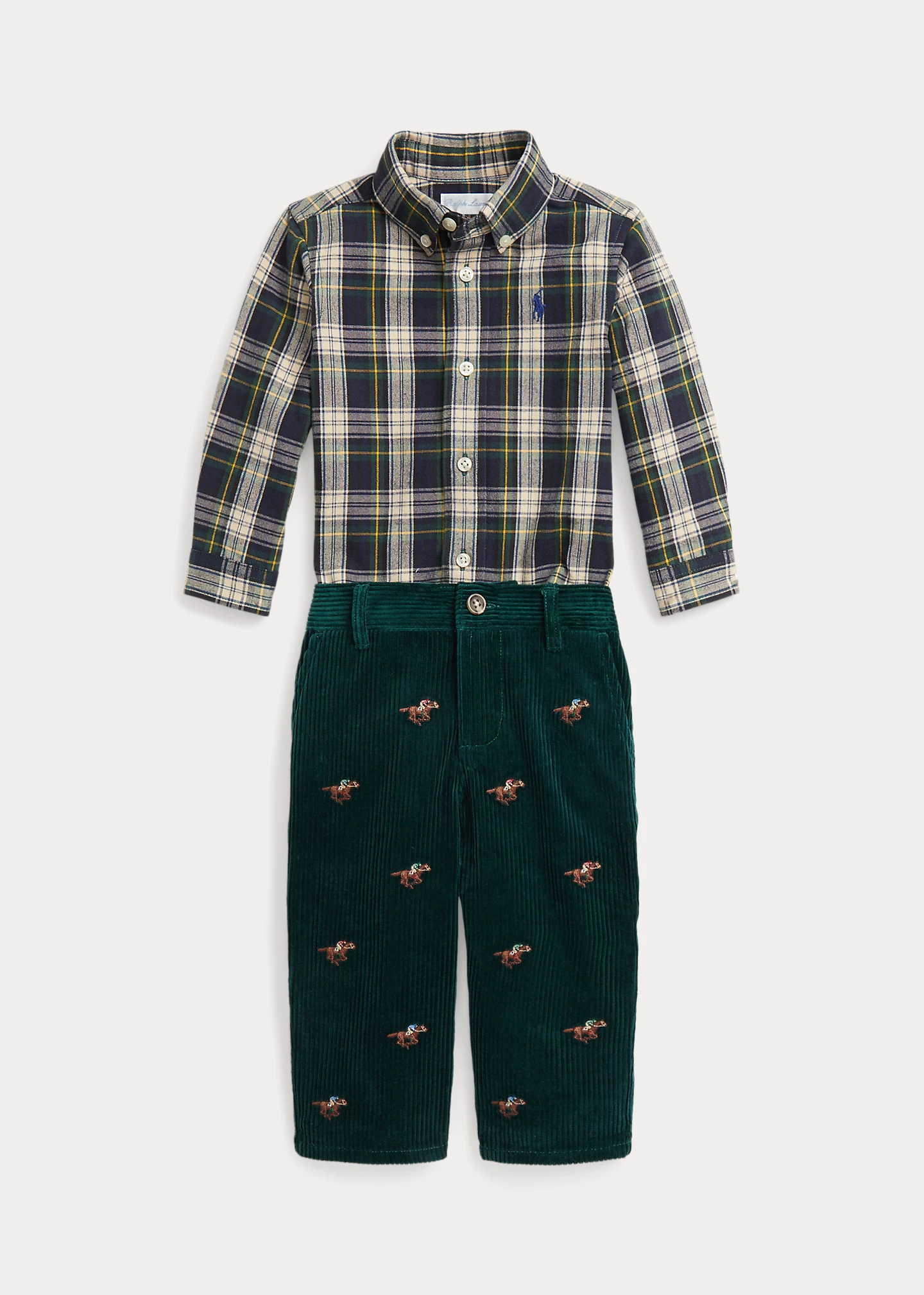 Plaid Oxford Shirt & Corduroy Pant Set