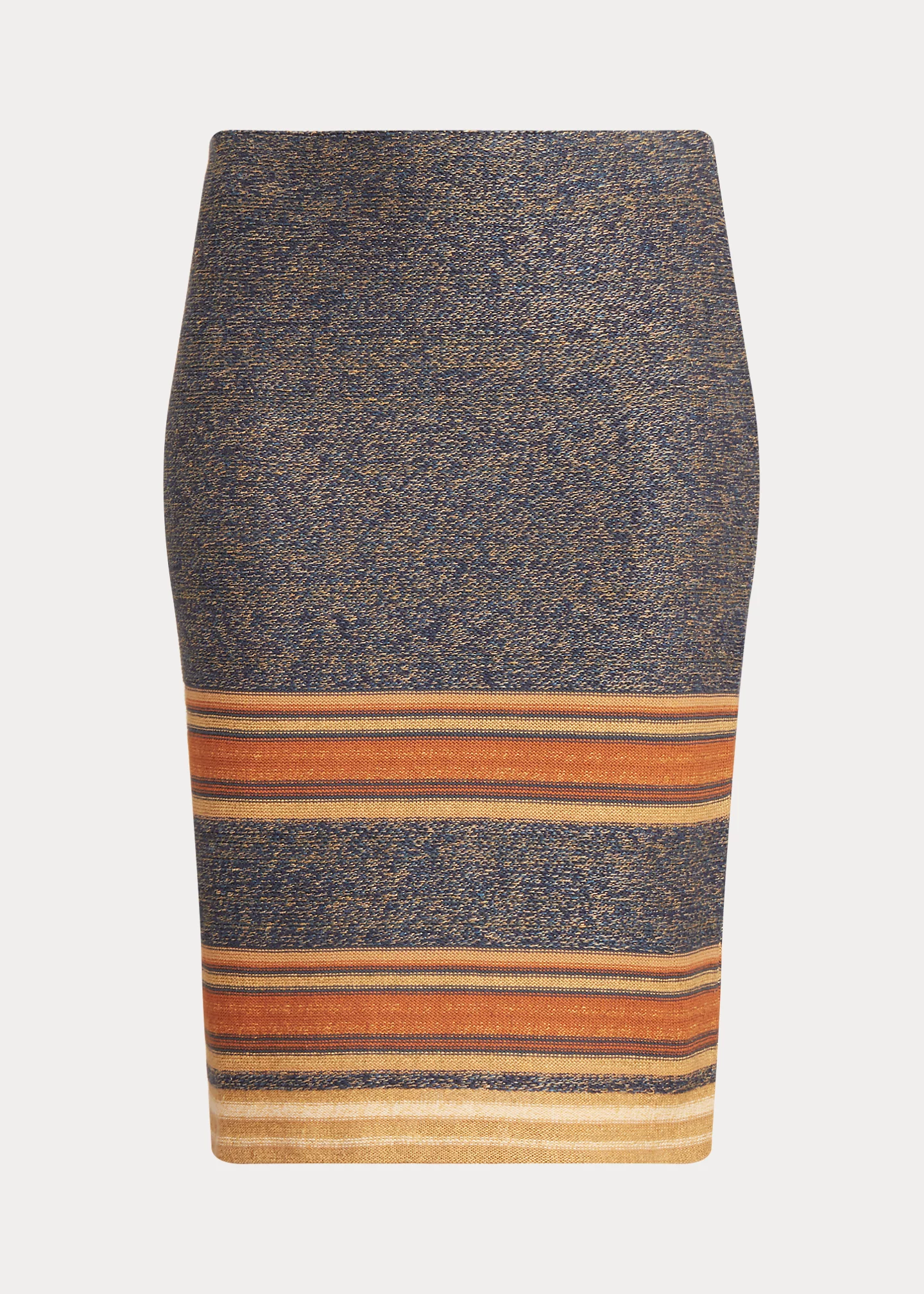Striped Cotton-Linen Knit Pencil Skirt