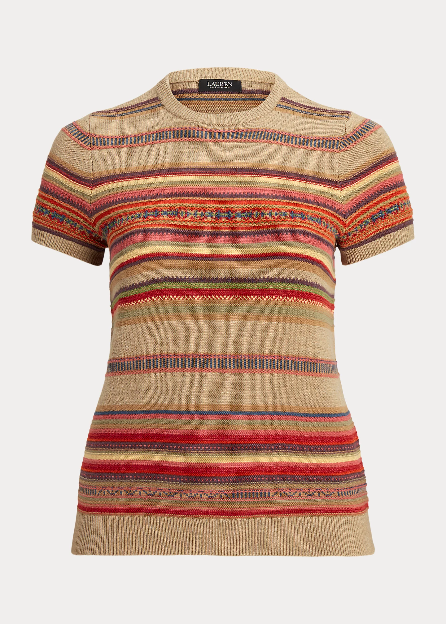 Fair Isle & Striped Short-Sleeve Sweater