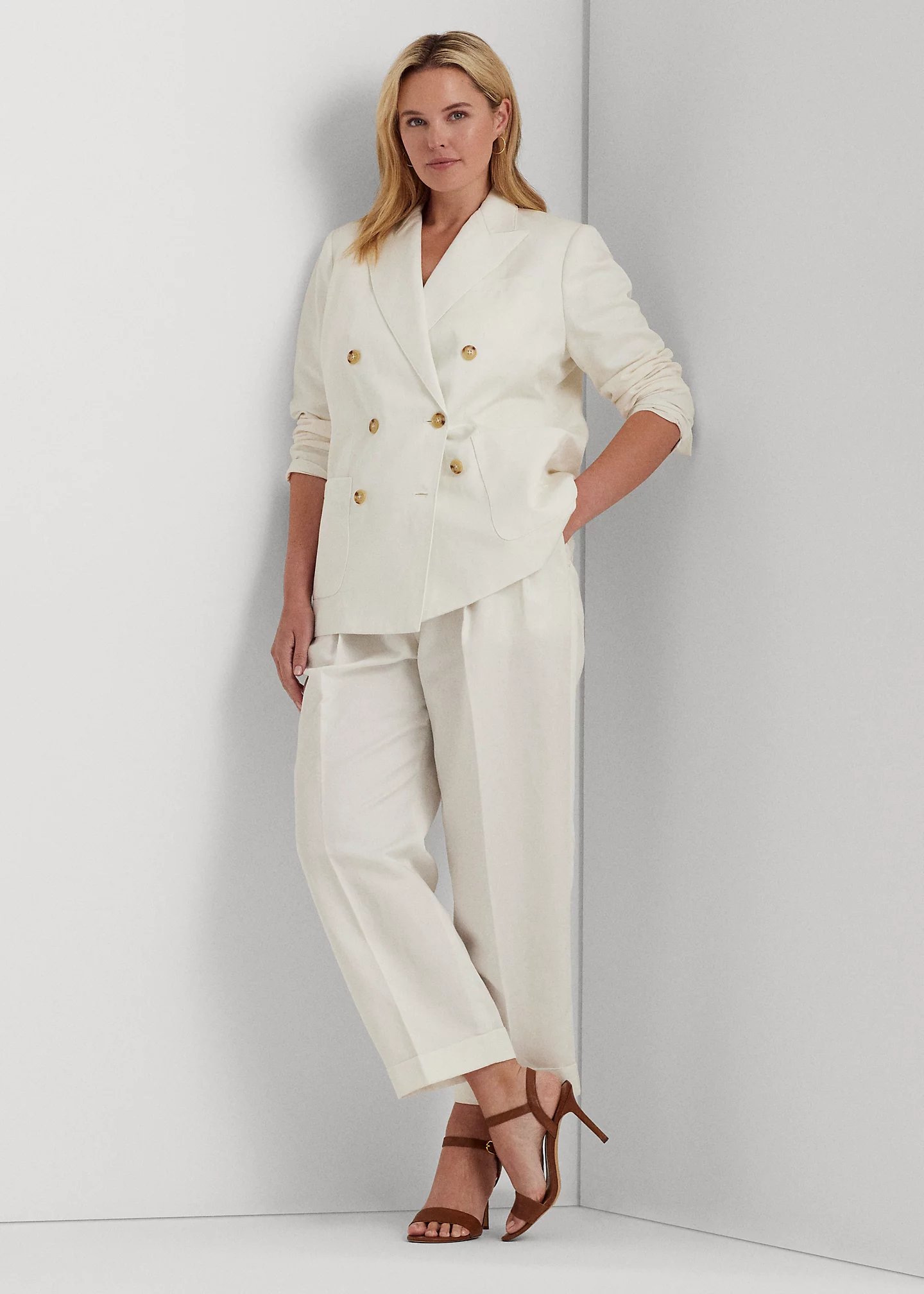 Linen-Blend Twill Ankle Pant