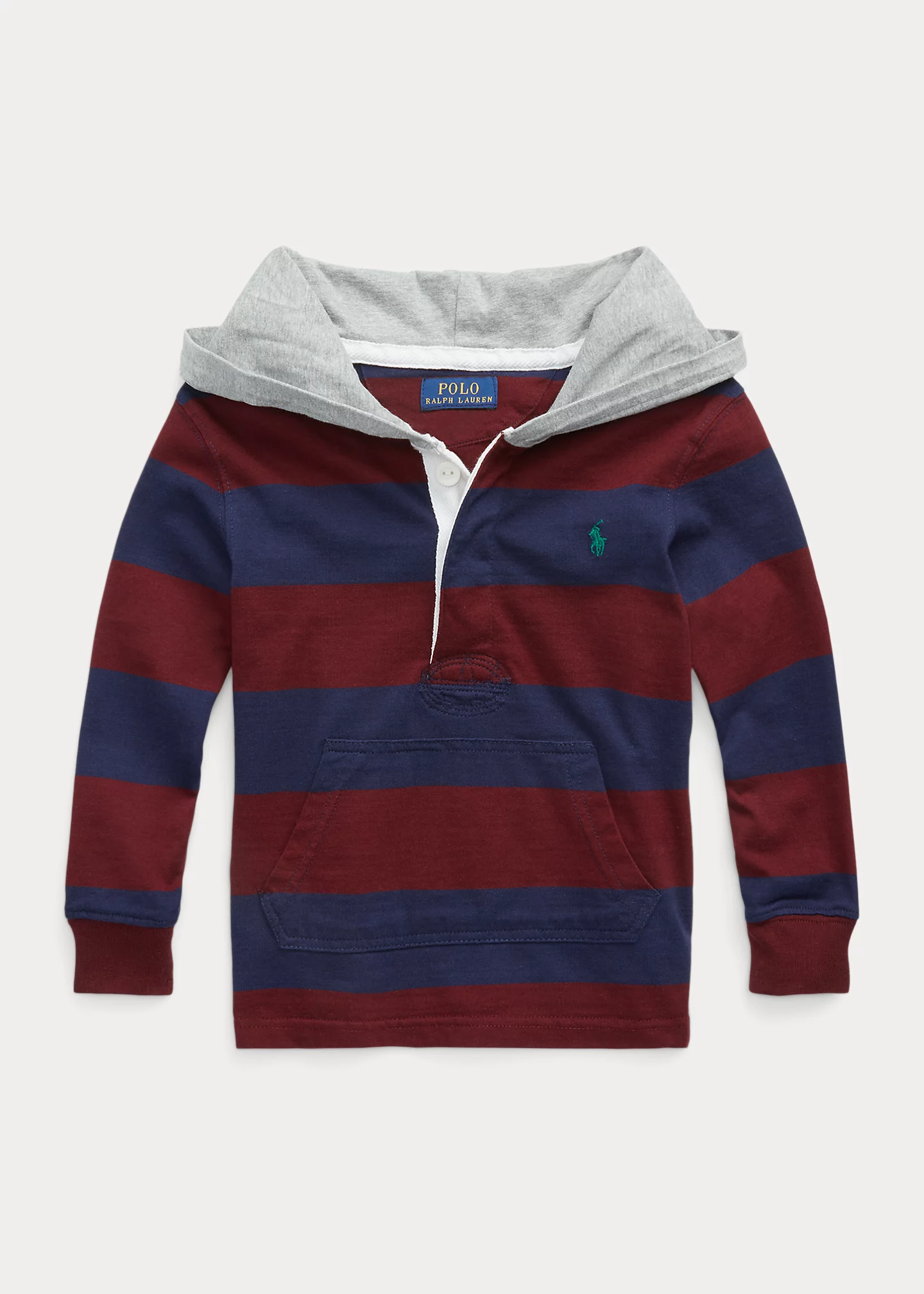 Striped Cotton Hooded Rugby Shirt