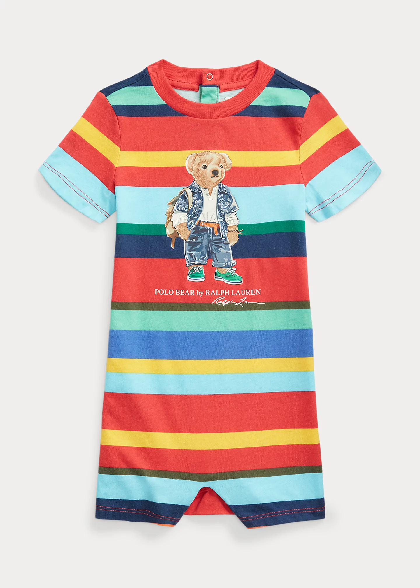 Polo Bear Striped Cotton Shortall