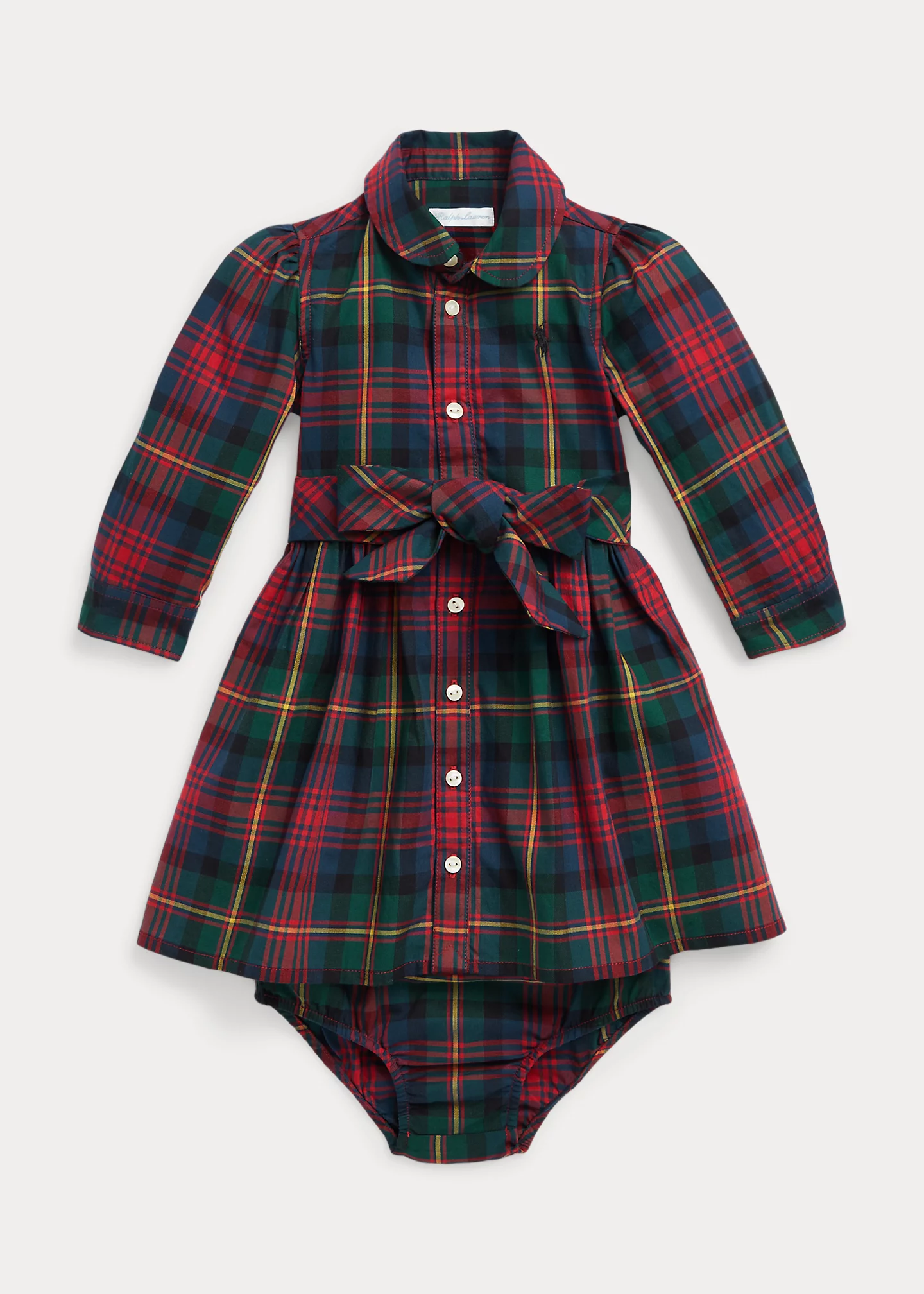 Plaid Cotton Twill Shirtdress & Bloomer