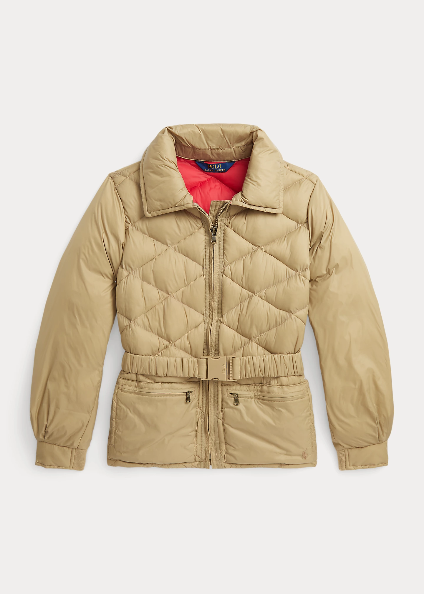 Water-Repellent Belted Quilted Jacket