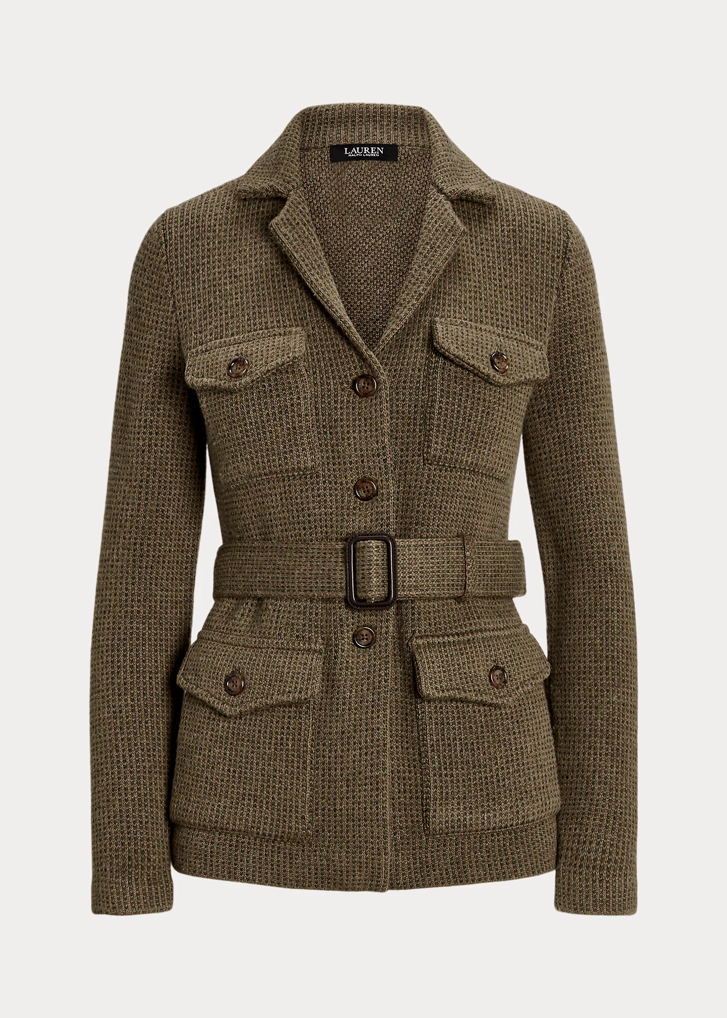 Belted Tweed Jacquard Blazer