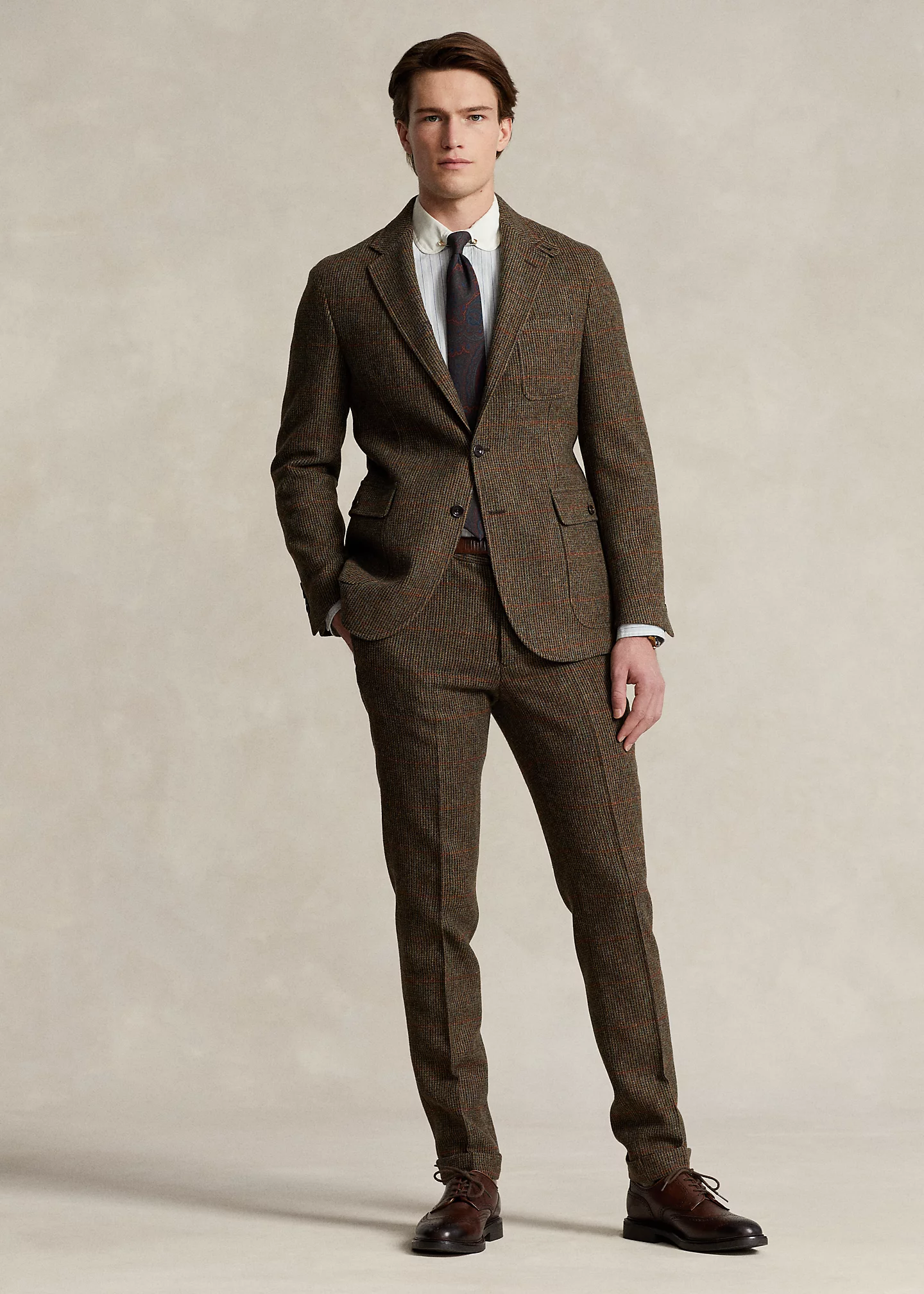 Plaid Shetland Wool Tweed Suit Trouser