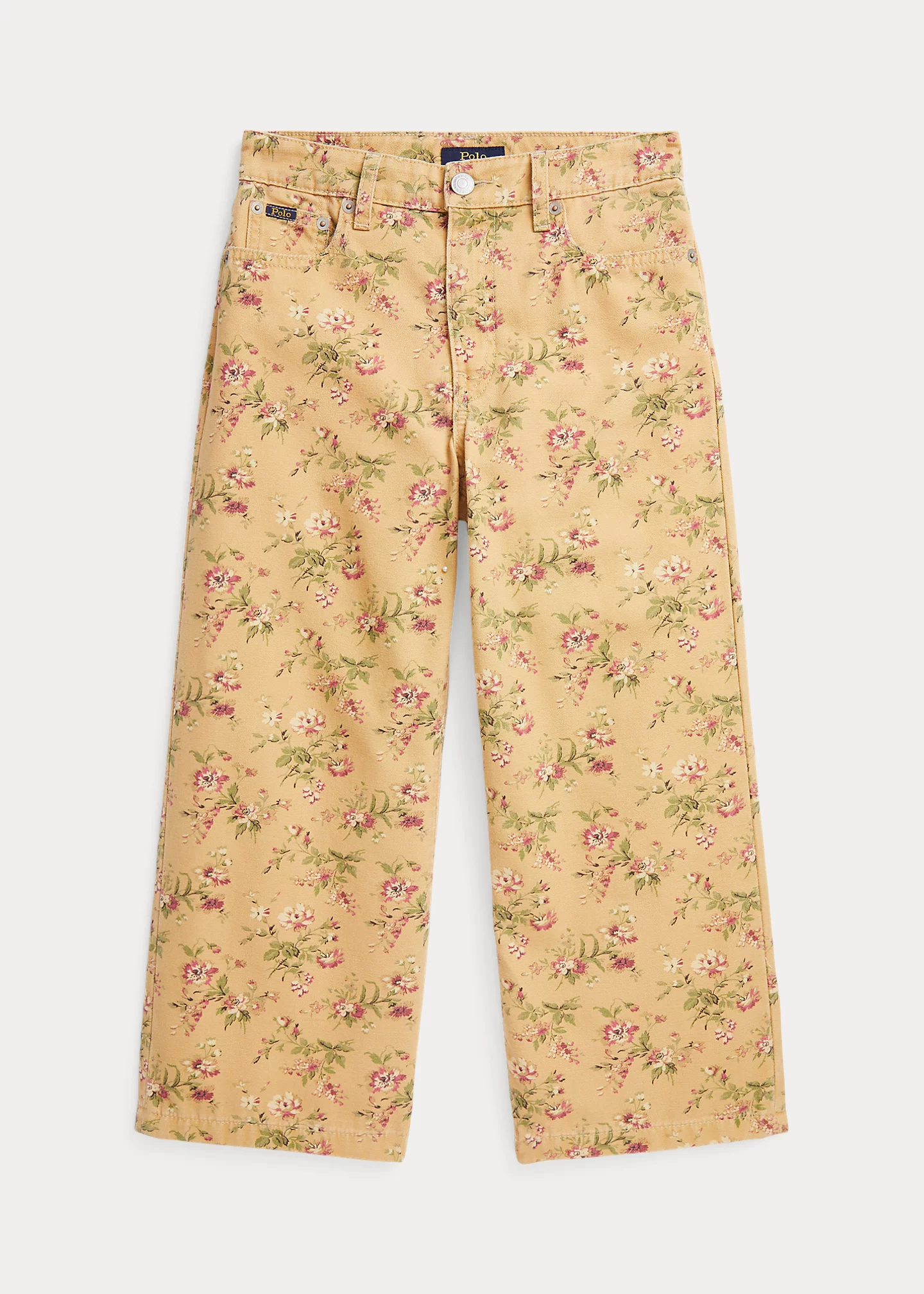 Floral Canvas Cropped Wide-Leg Pant