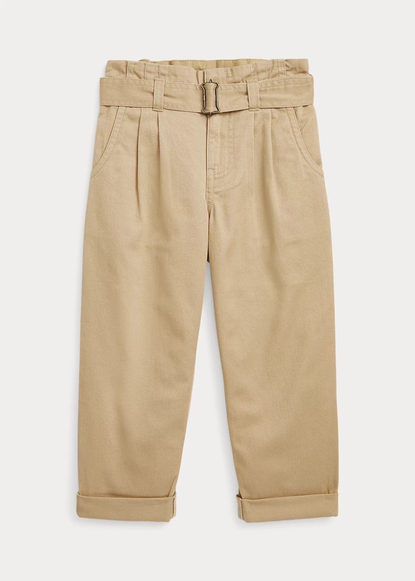 Belted Paperbag Cotton Twill Pant