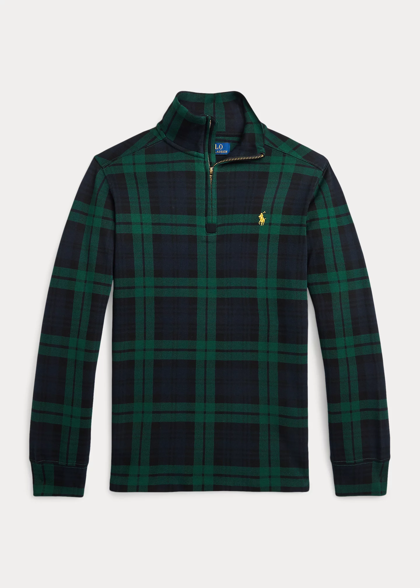 Checked Cotton Interlock Pullover