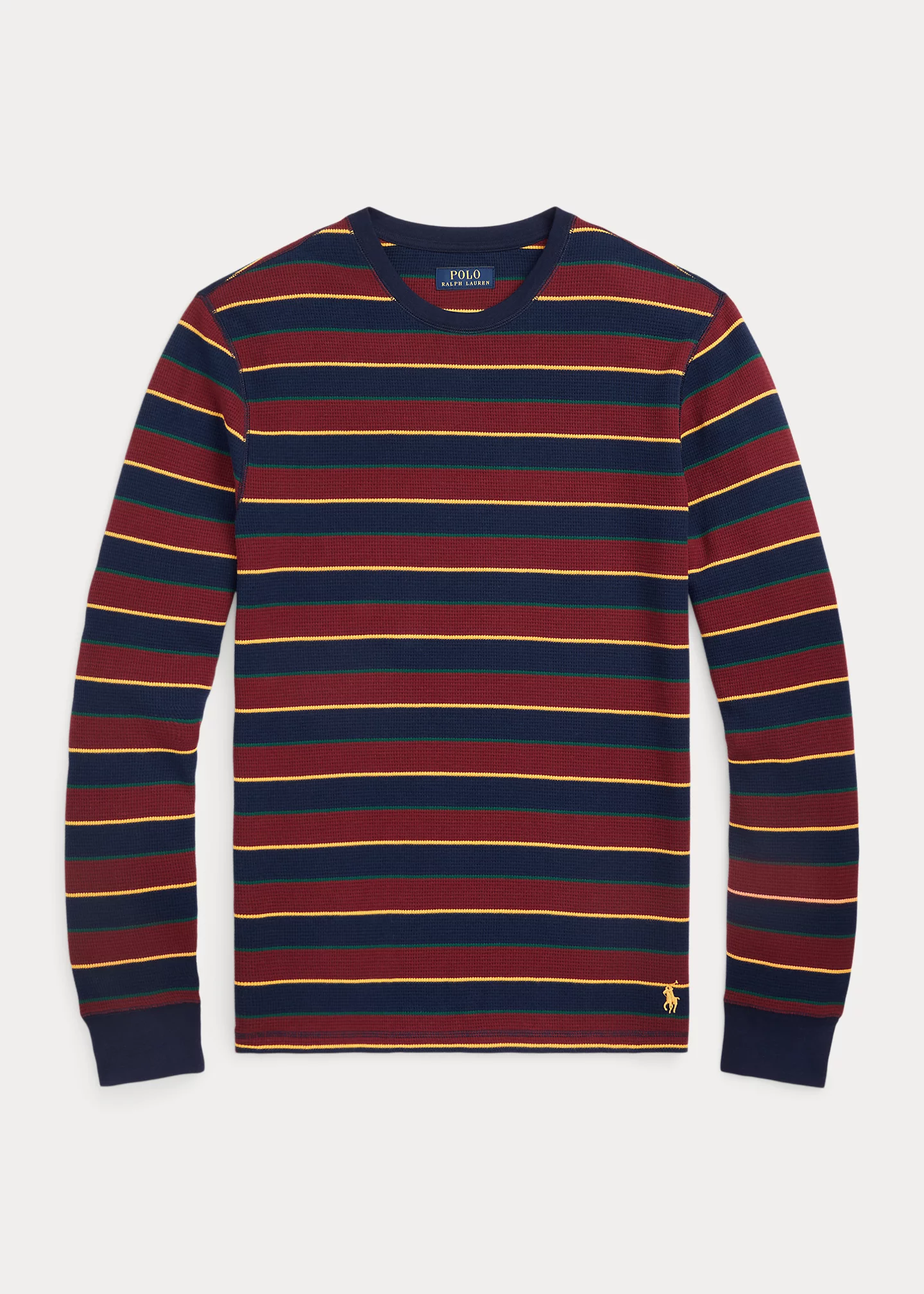 Striped Waffle-Knit Crewneck Sleep Shirt