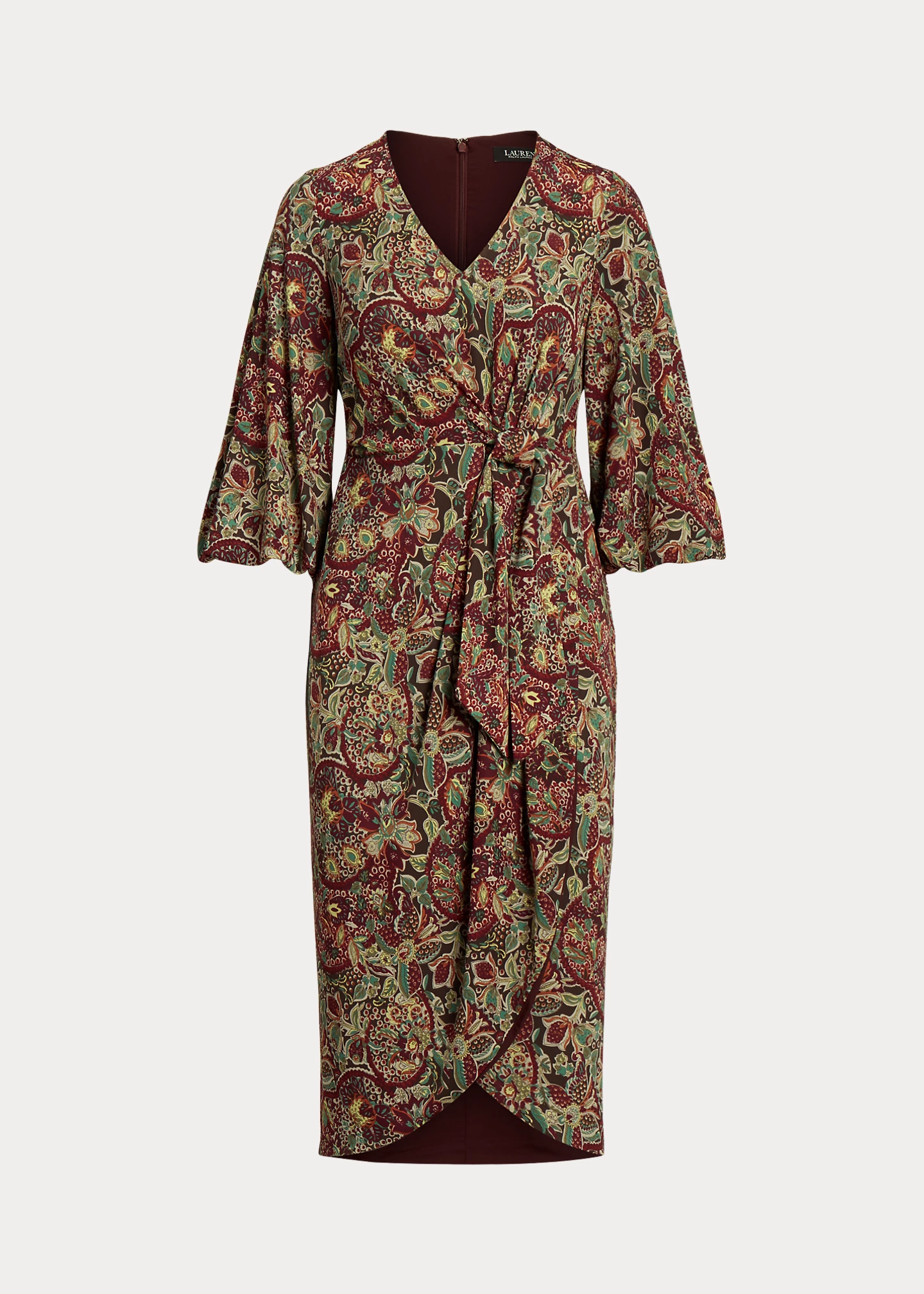 Floral Jersey Tie-Front Midi Dress