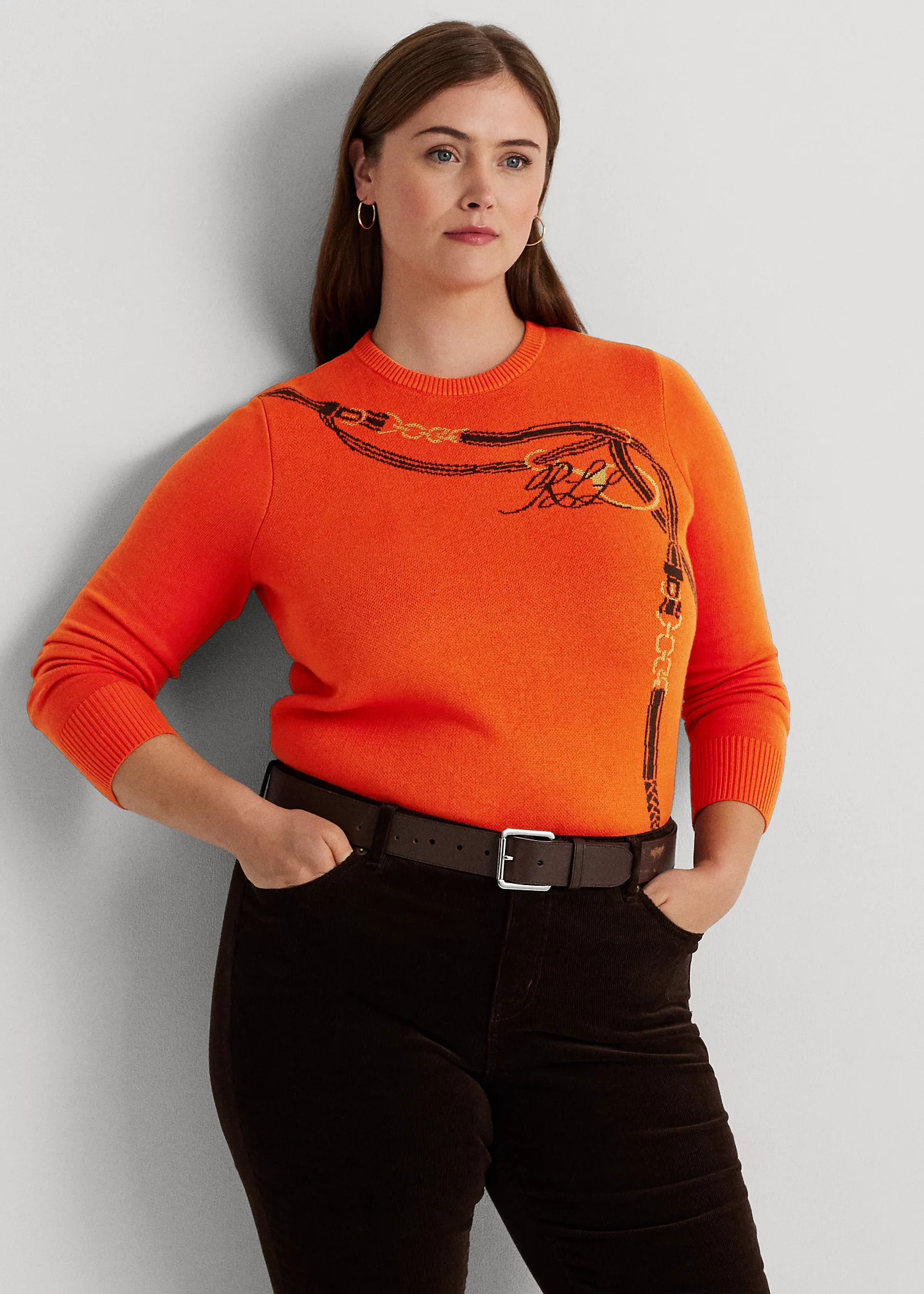Belting-Motif Cotton-Blend Sweater