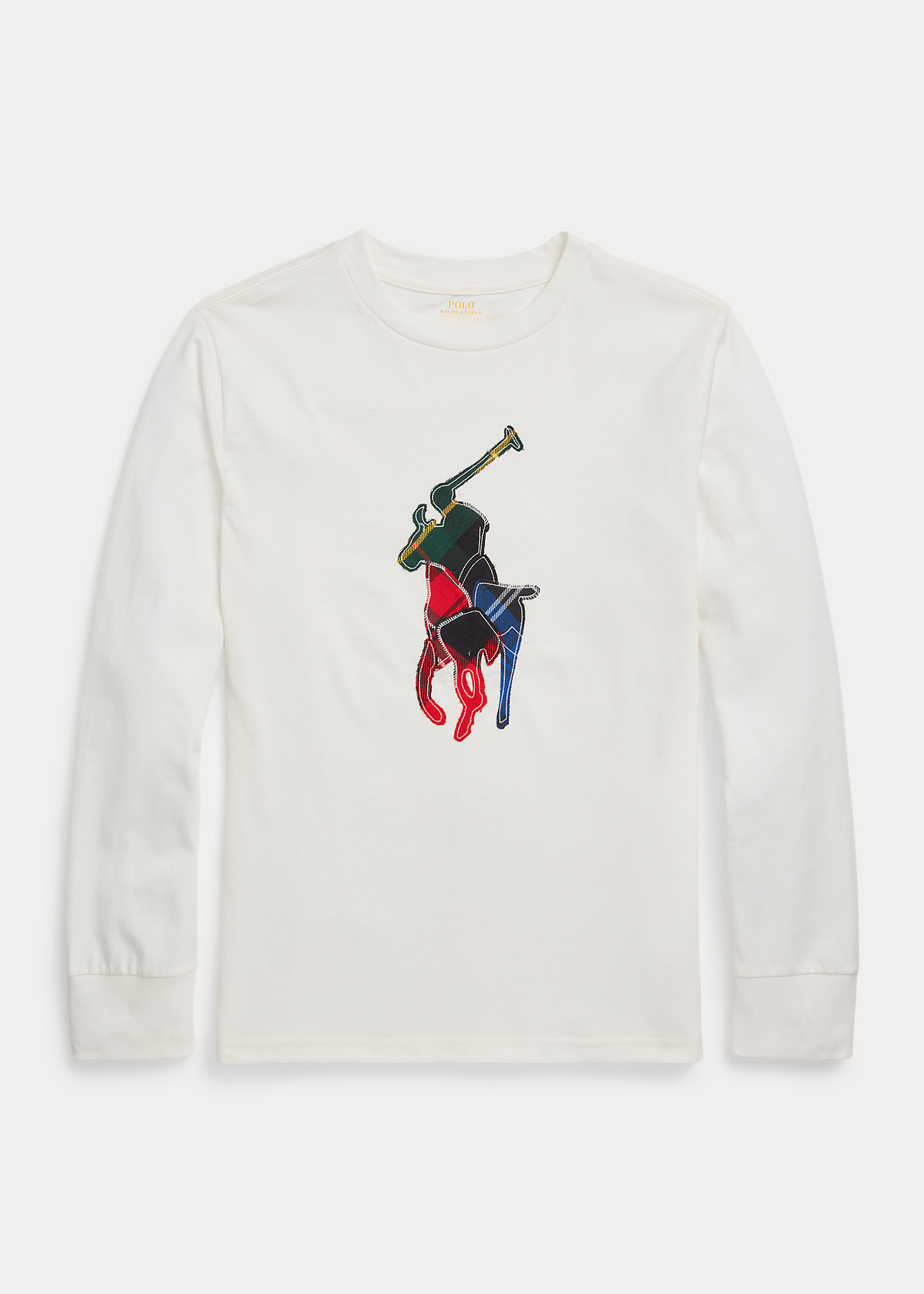 Plaid Big Pony Cotton Long-Sleeve Tee