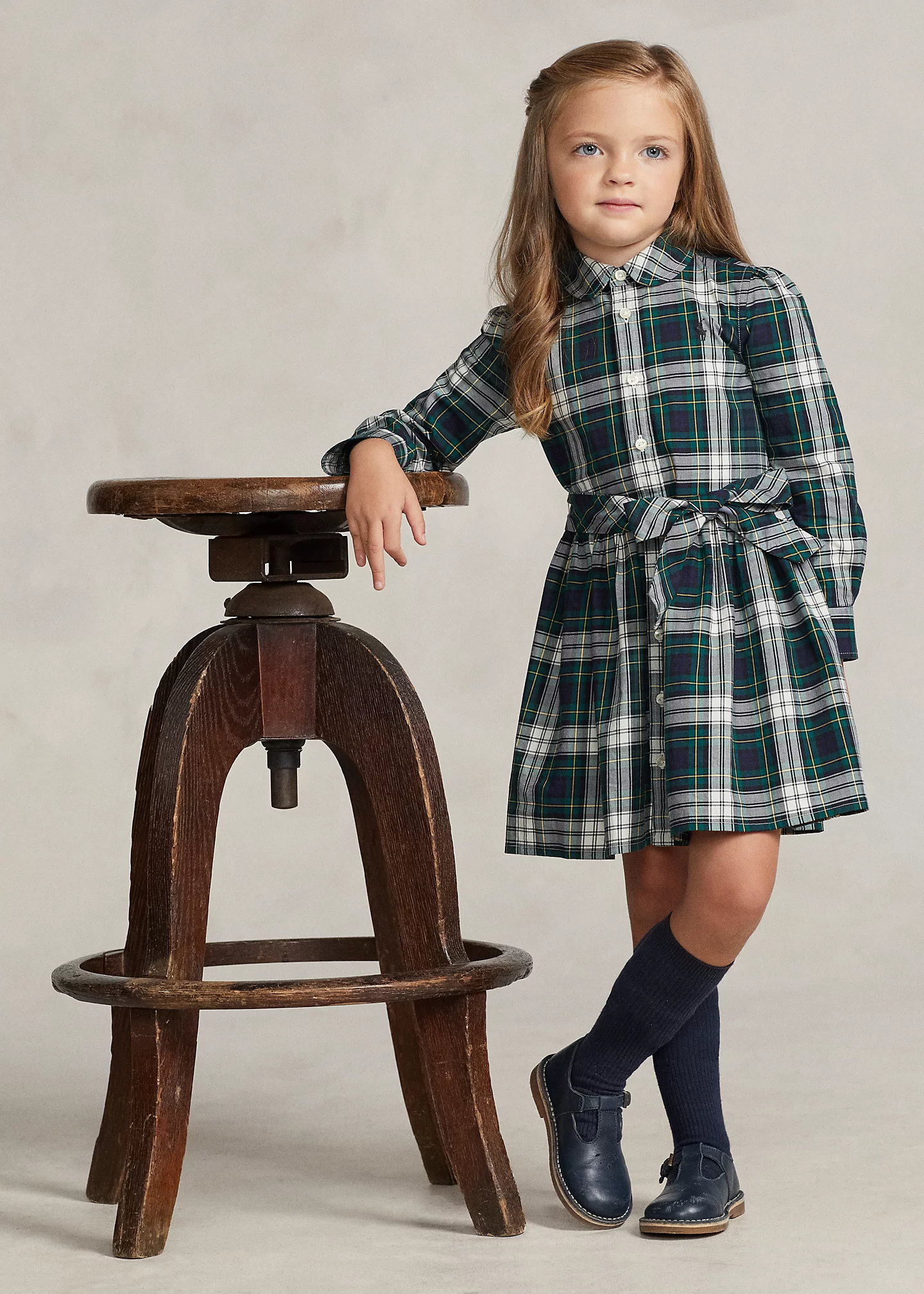 Plaid Cotton Twill Shirtdress