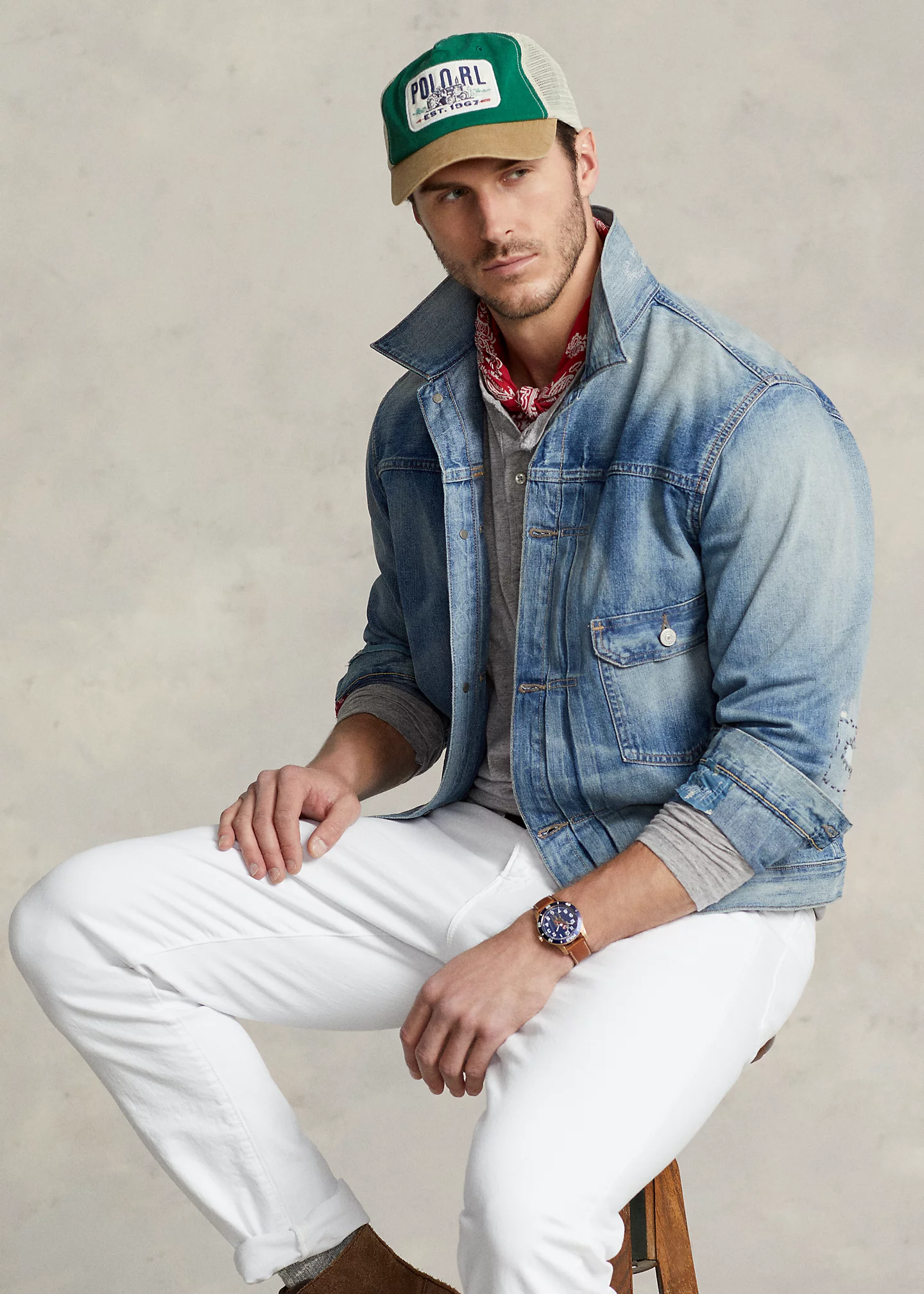 Distressed Denim Trucker Jacket