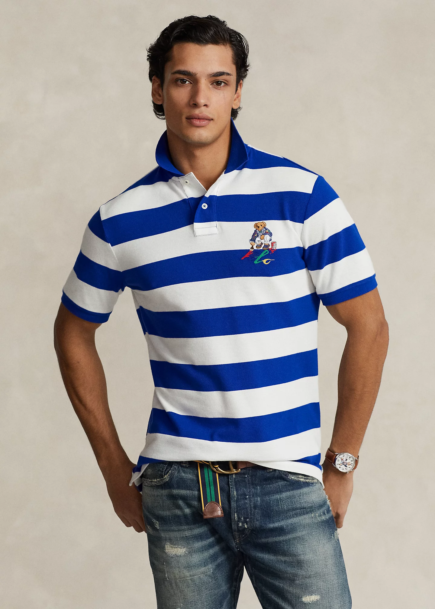 Classic Fit Polo Bear Mesh Polo Shirt
