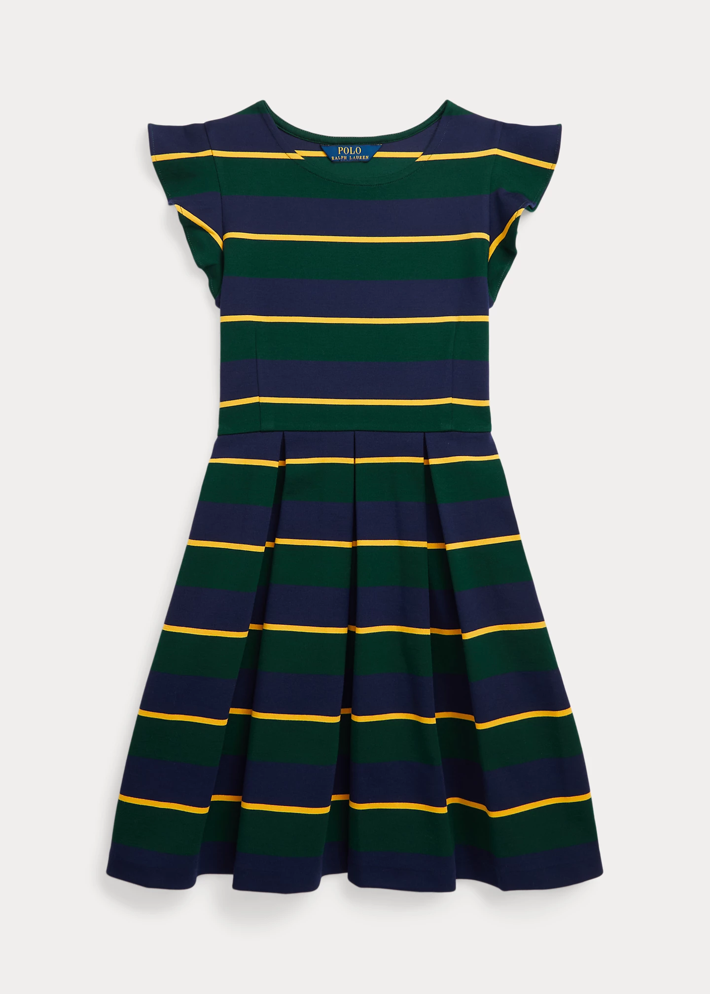 Striped Pleated Ponte Dress