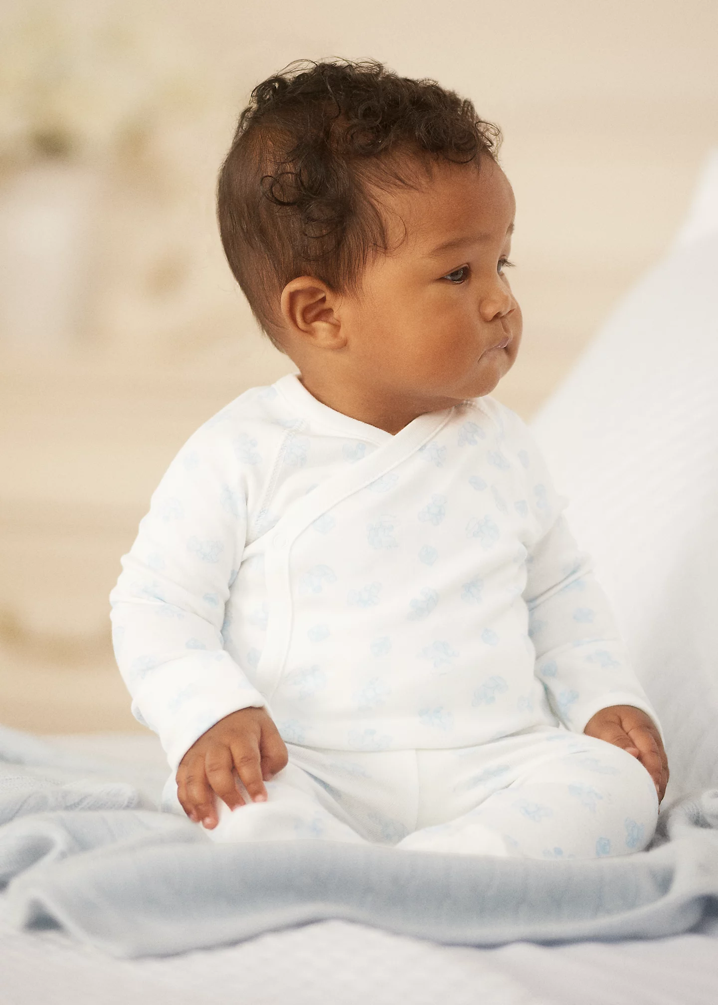 Bear-Print Cotton Top & Pant Set