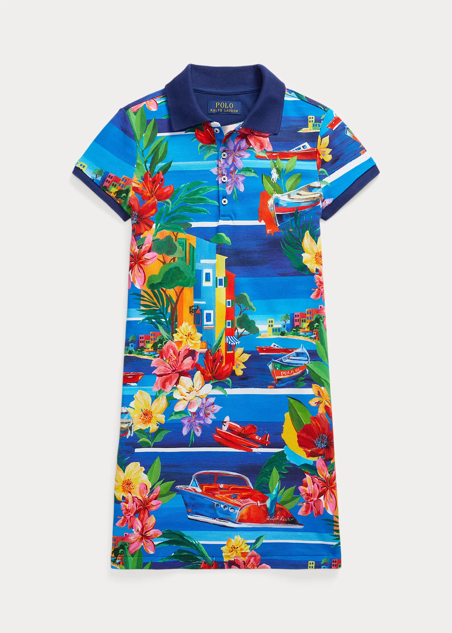 Stretch Mesh Graphic Polo Dress