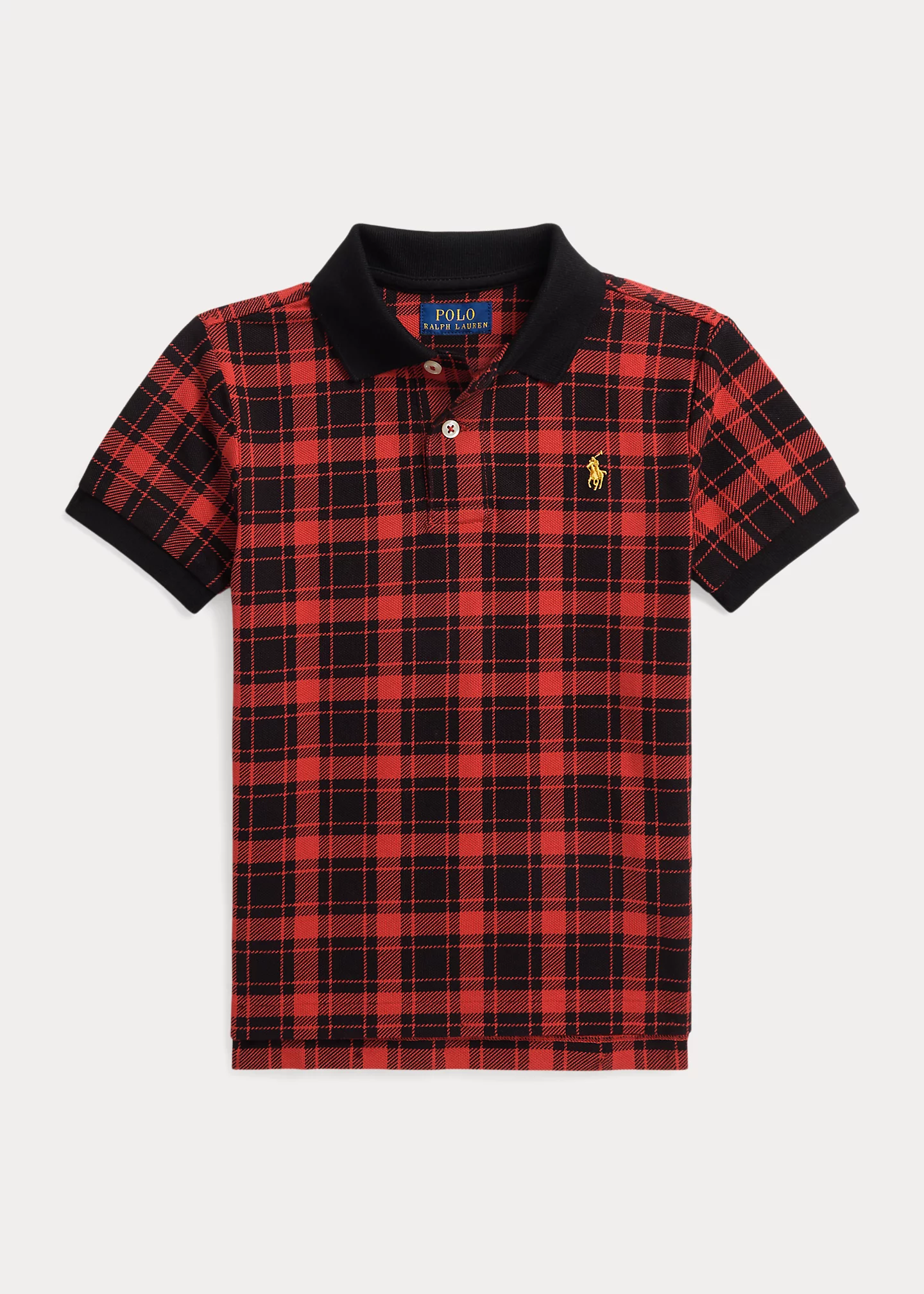 Buffalo Check Cotton Mesh Polo Shirt