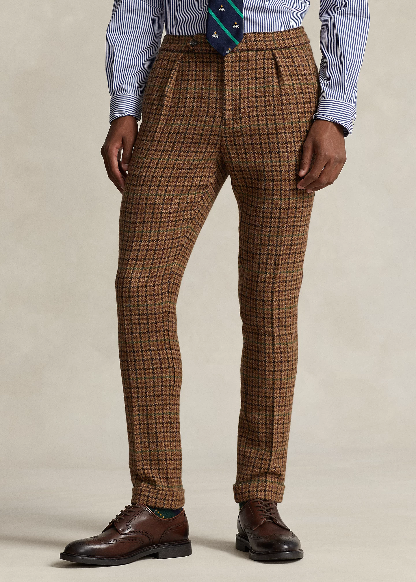Checked Wool Tweed Suit Trouser