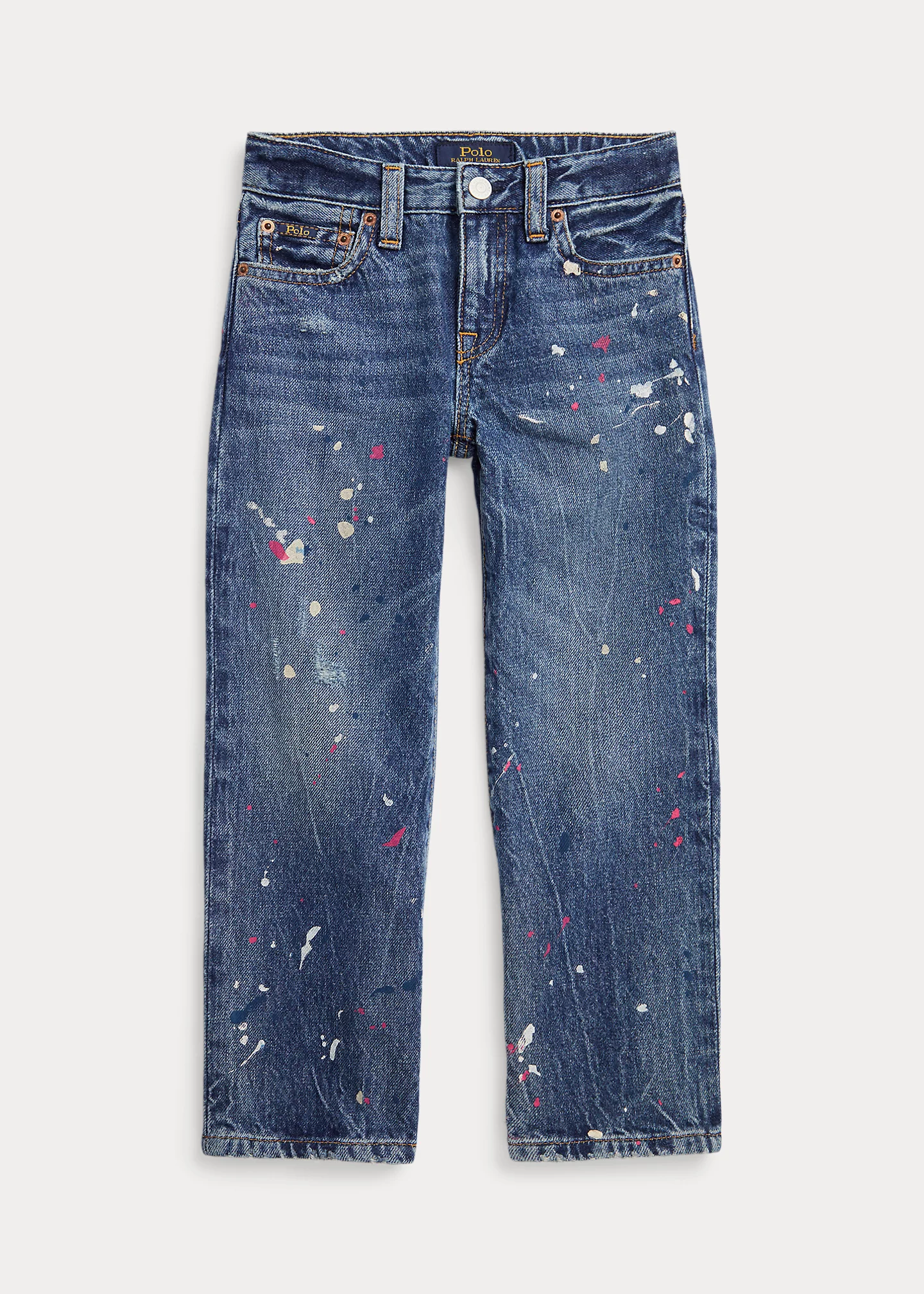 High-Rise Straight Paint-Splatter Jean