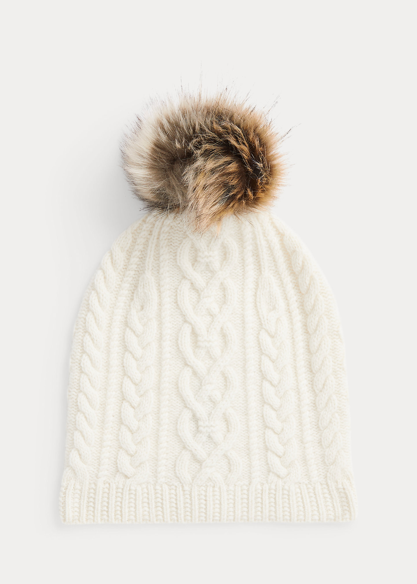 Aran-Knit Wool-Blend Pom-Pom Hat