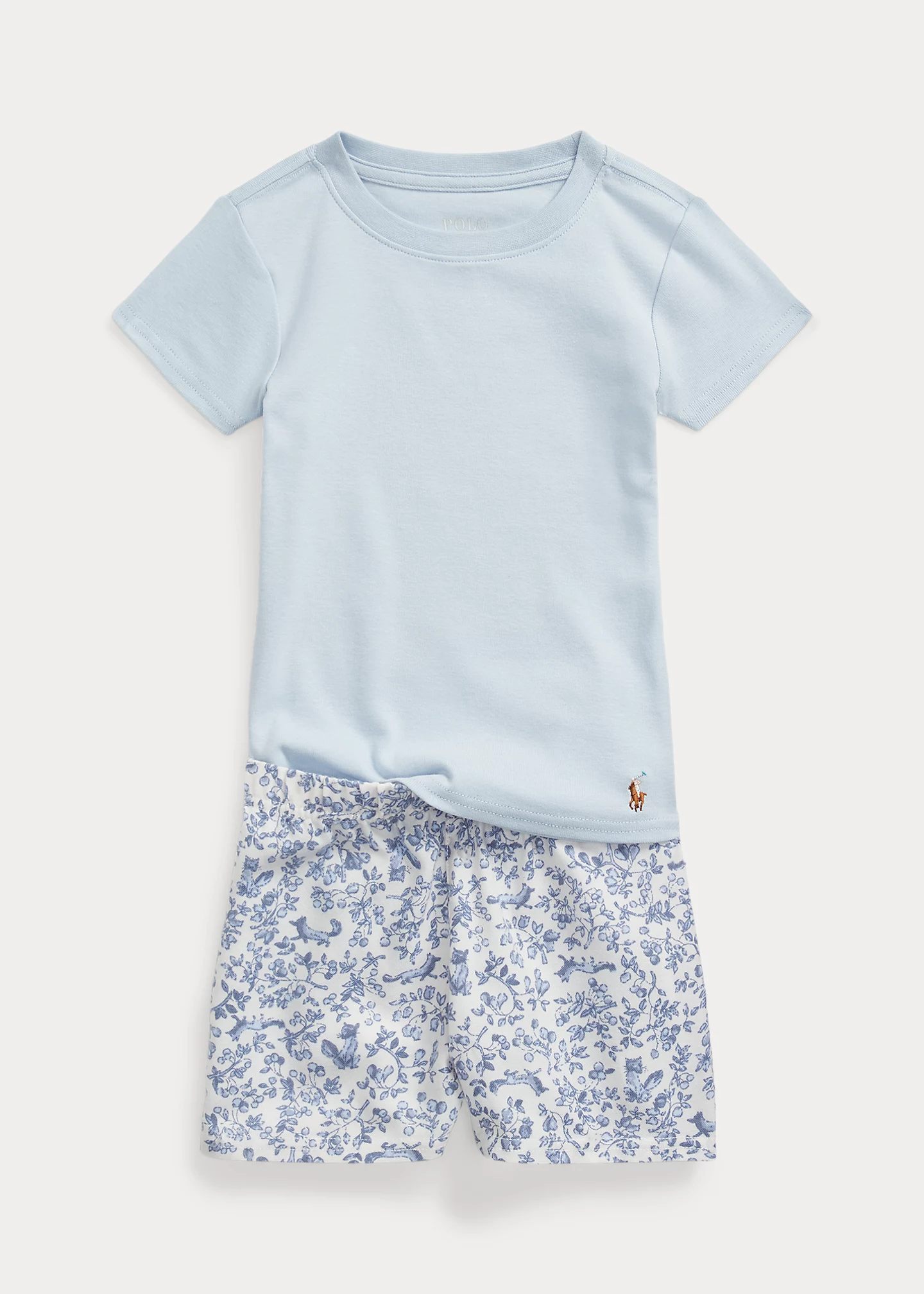 Cotton Tee & Flannel Short Sleep Set