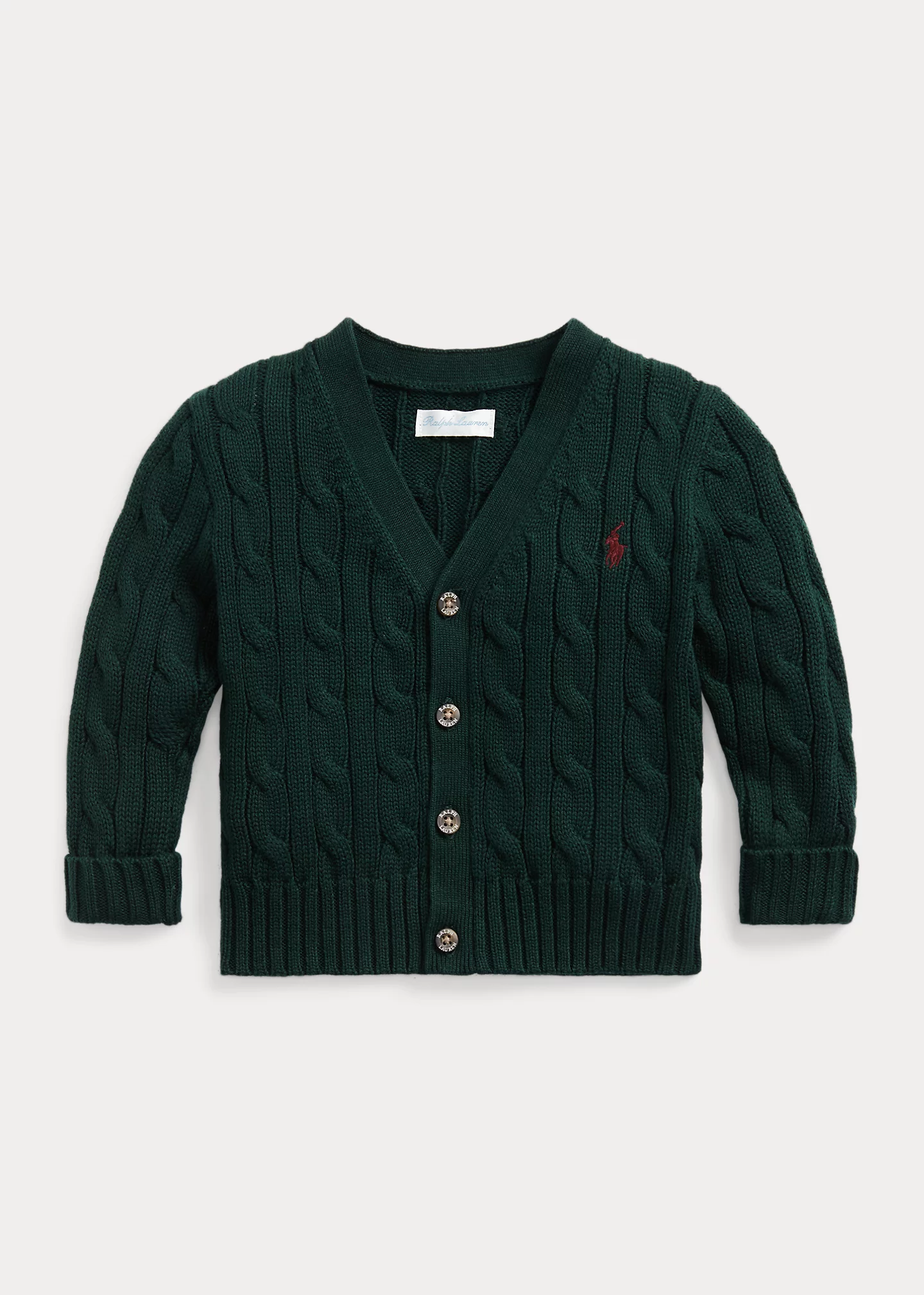 Cable-Knit Cotton V-Neck Cardigan