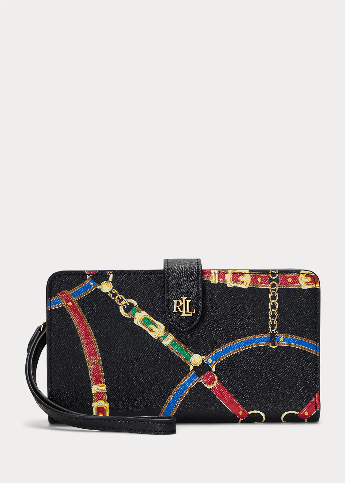 Print Crosshatch Leather Tech Wristlet