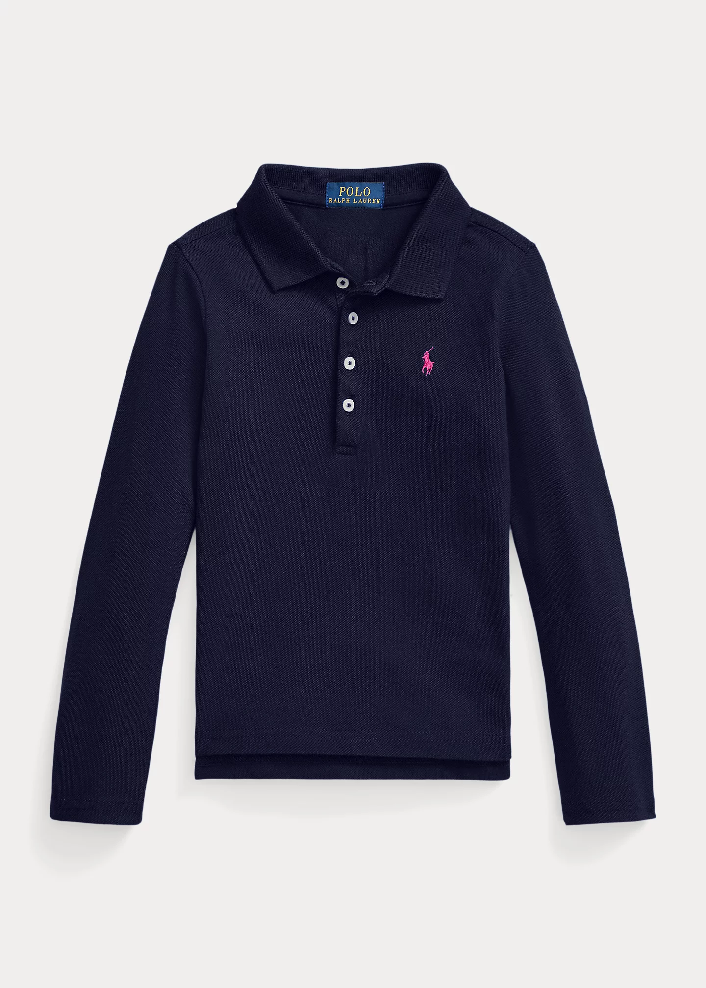 Mesh Long-Sleeve Polo Shirt