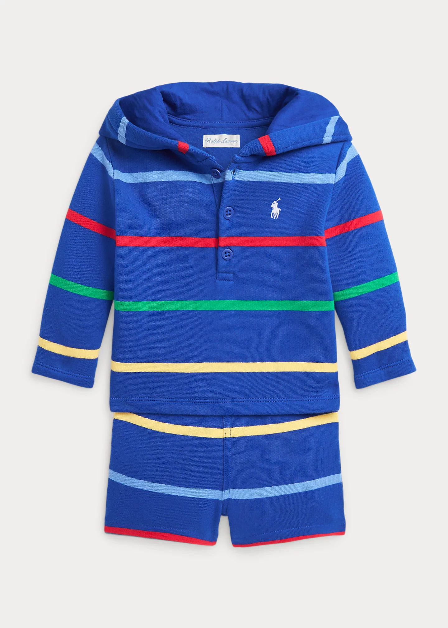 Striped Fleece Henley Shirt & Short Set