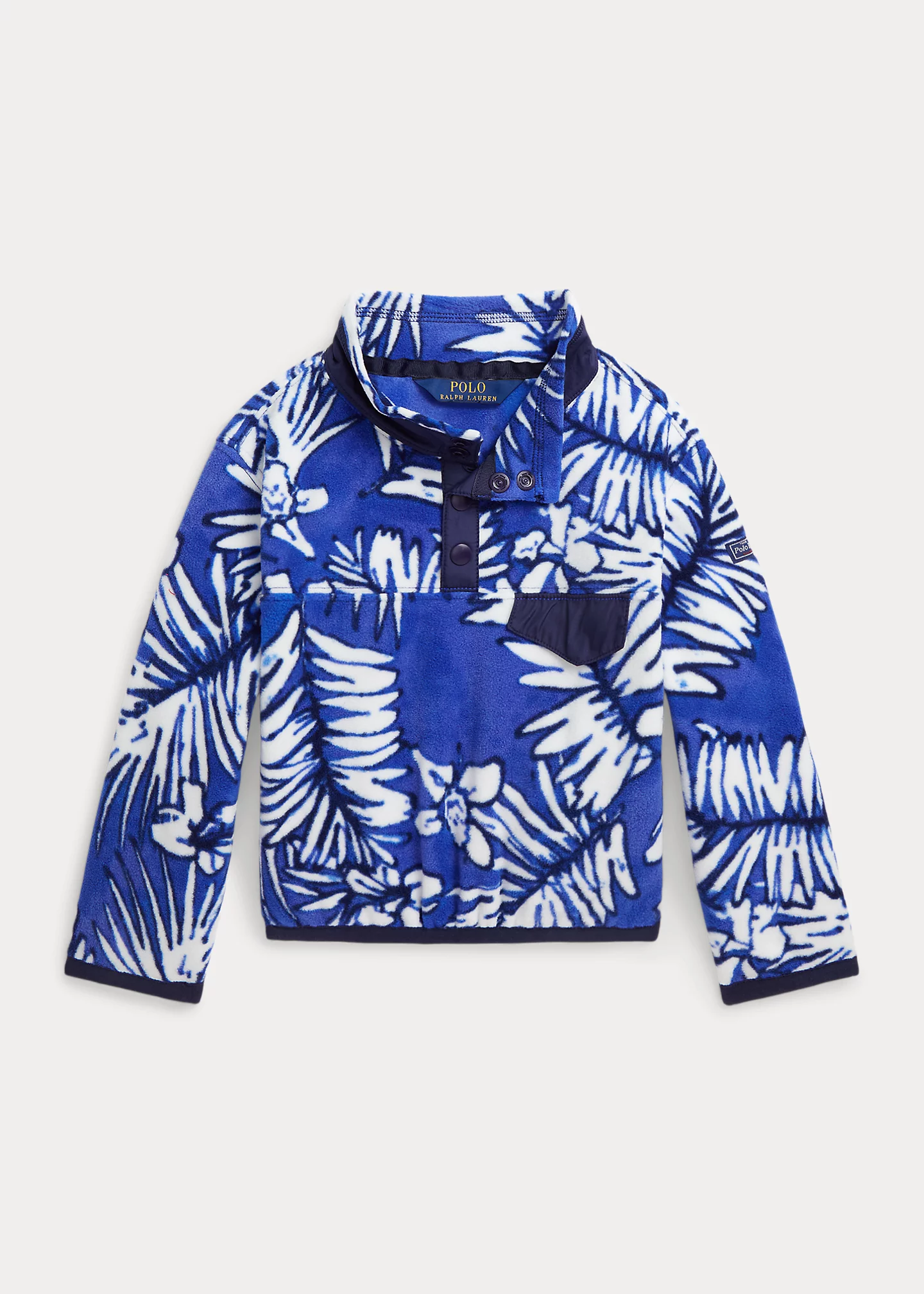 Tropical-Print Brushed Fleece Pullover