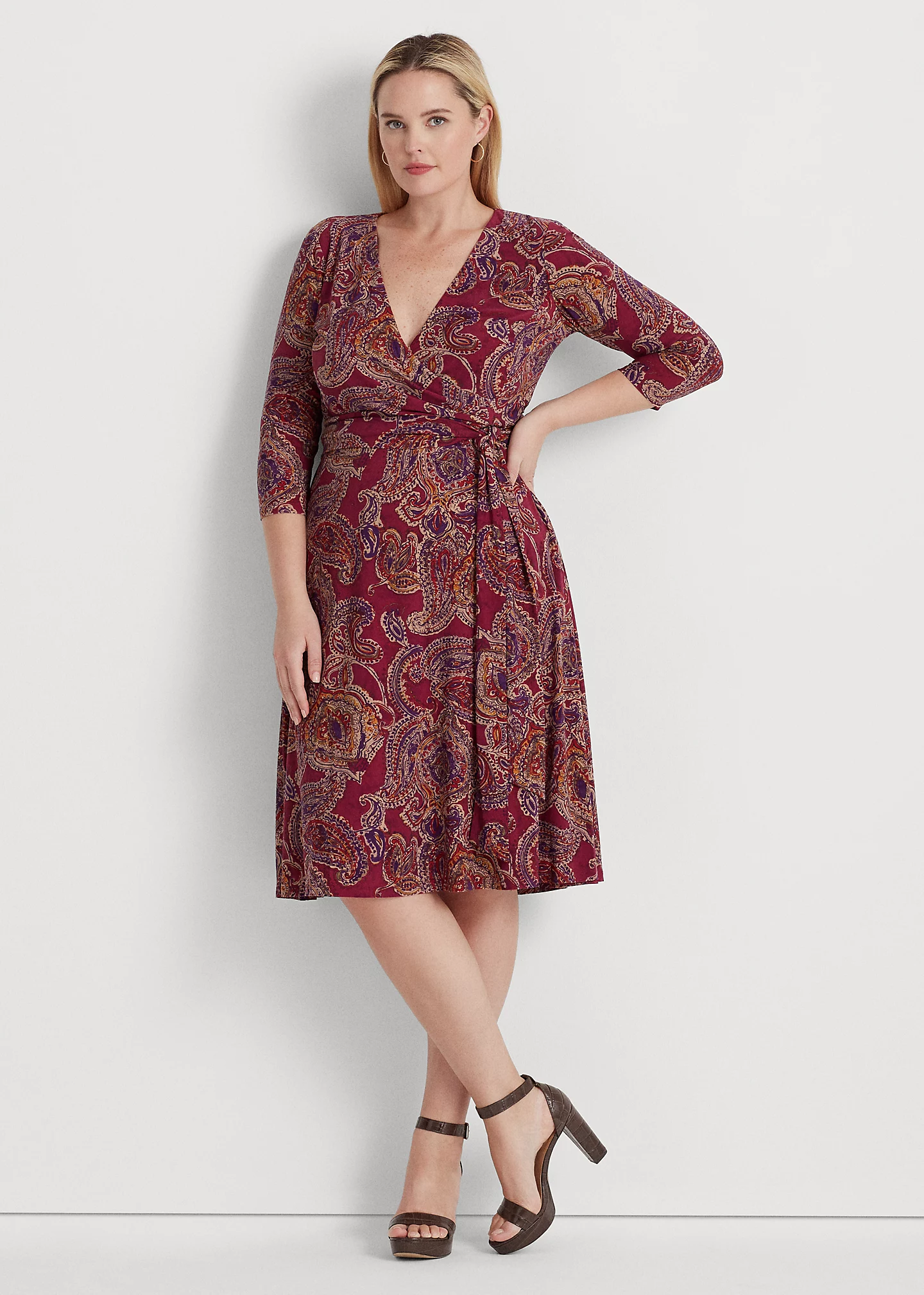 Paisley Surplice Jersey Dress