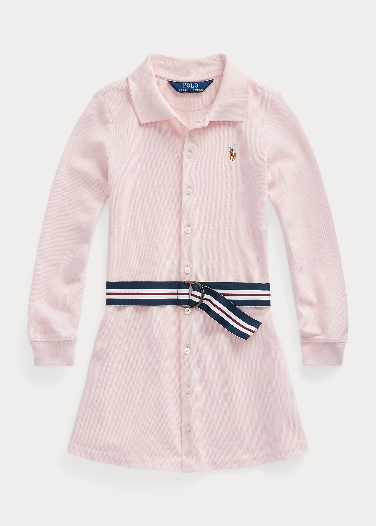 Belted Knit Oxford Polo Dress
