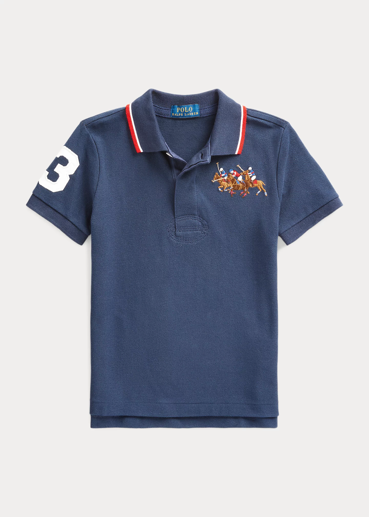 Triple-Pony Cotton Mesh Polo Shirt