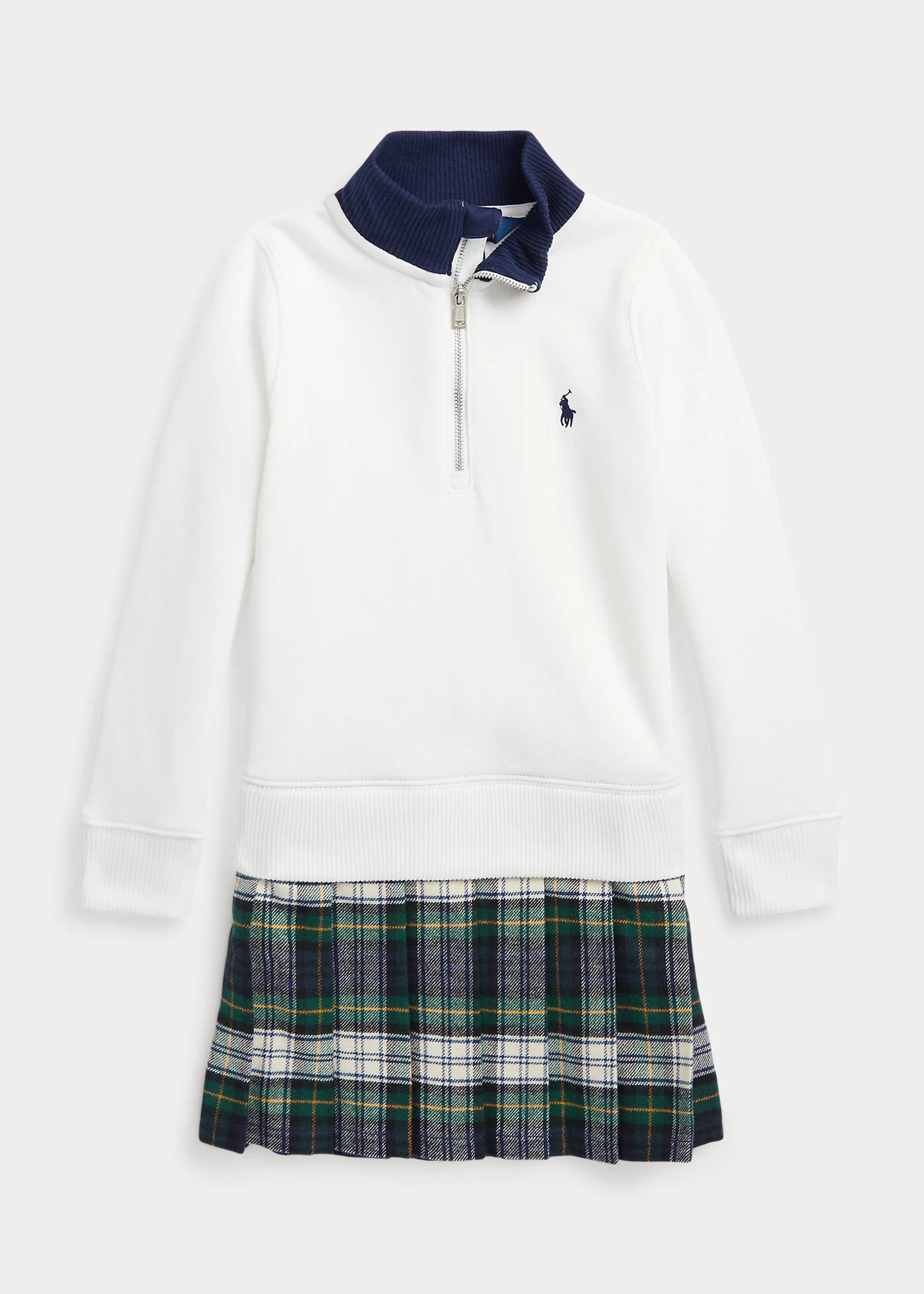 Plaid Pleated Fleece Dress