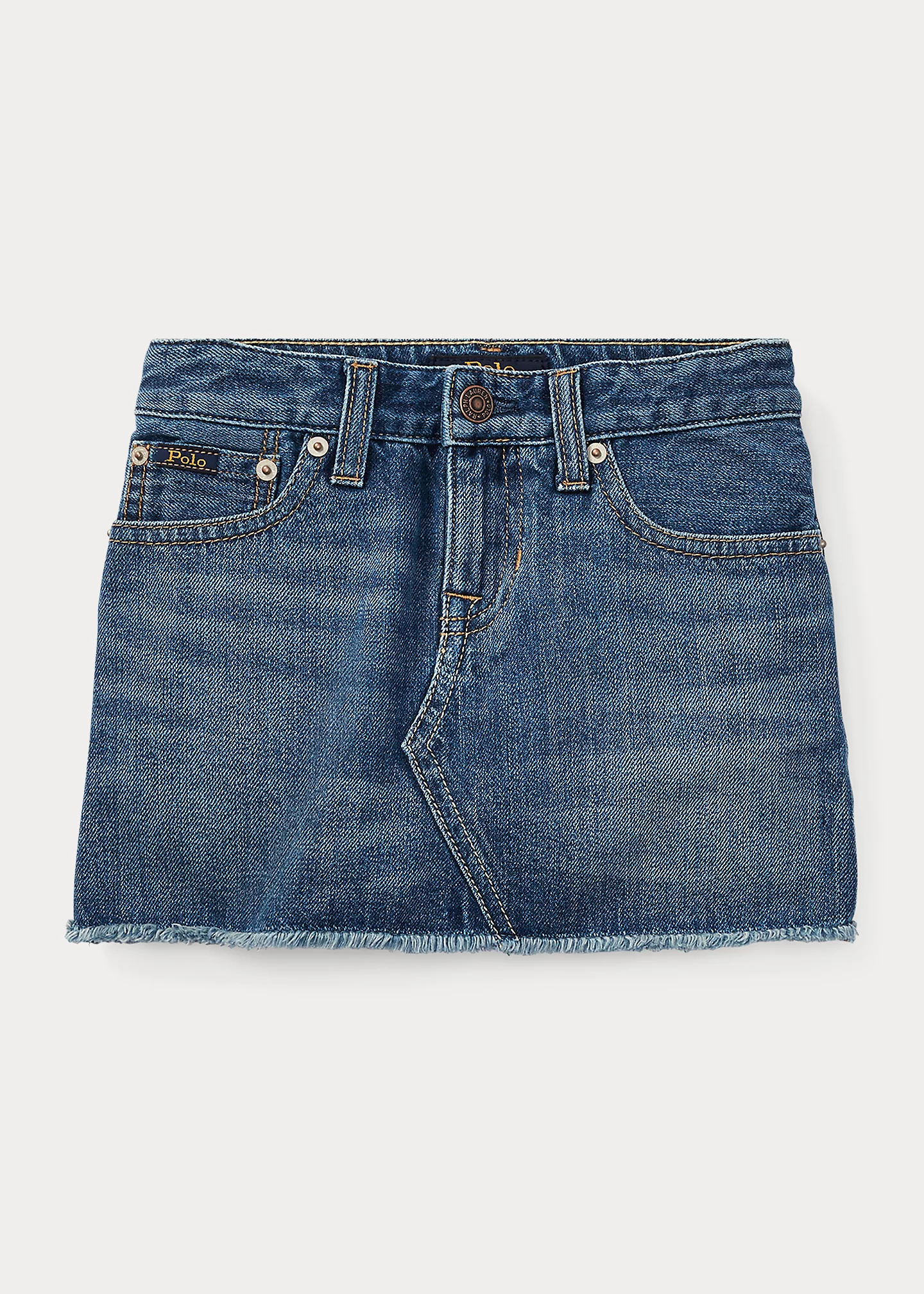 Frayed Cotton Denim Skirt